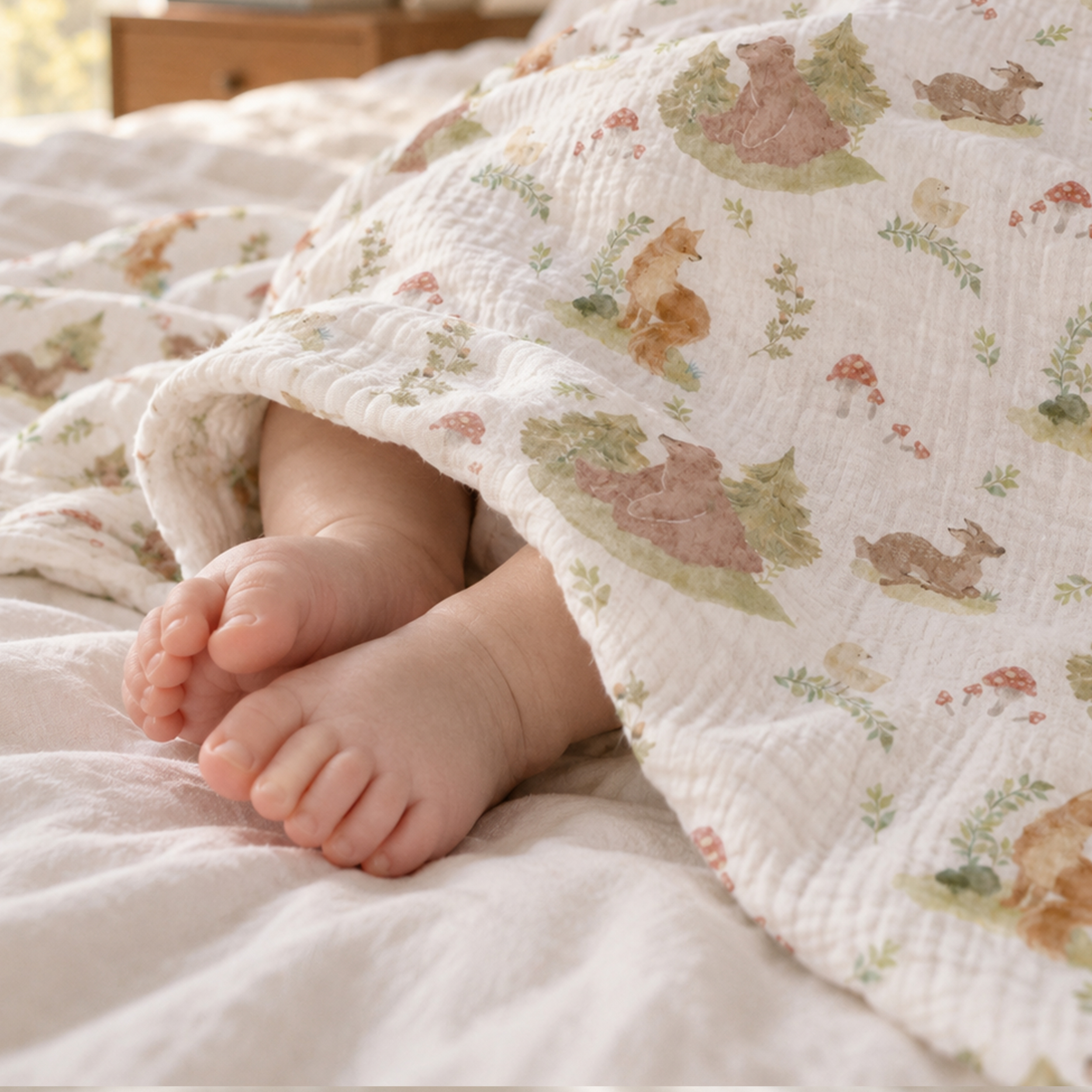 Muslin Swaddle Blankets 3-Pack | 38"x40" | Fern & Woodland Pals