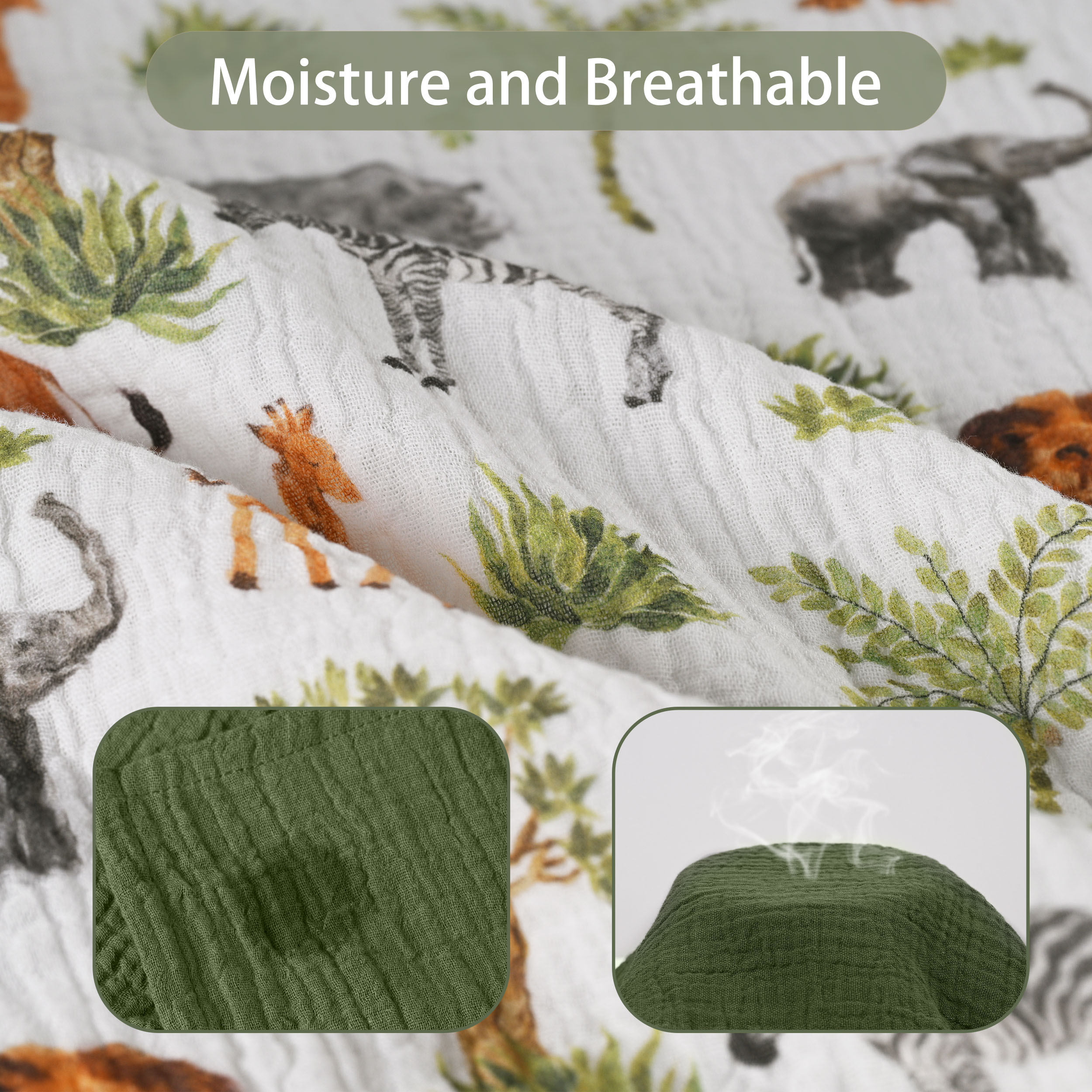 Muslin Swaddle Blankets 2-Pack | 38"x40" | Tropical Africa