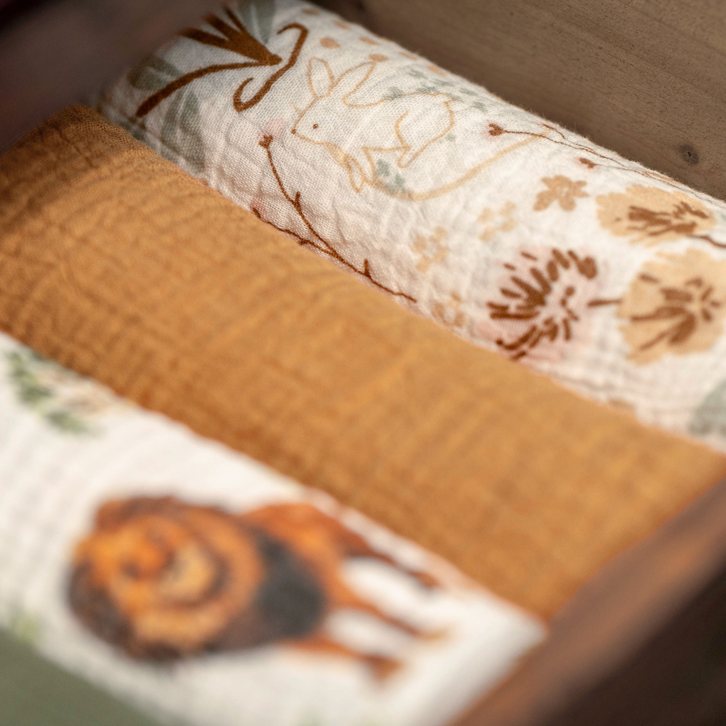 Muslin Swaddle Blankets 2-Pack | 38"x40" | Whisper of Autumn Fields