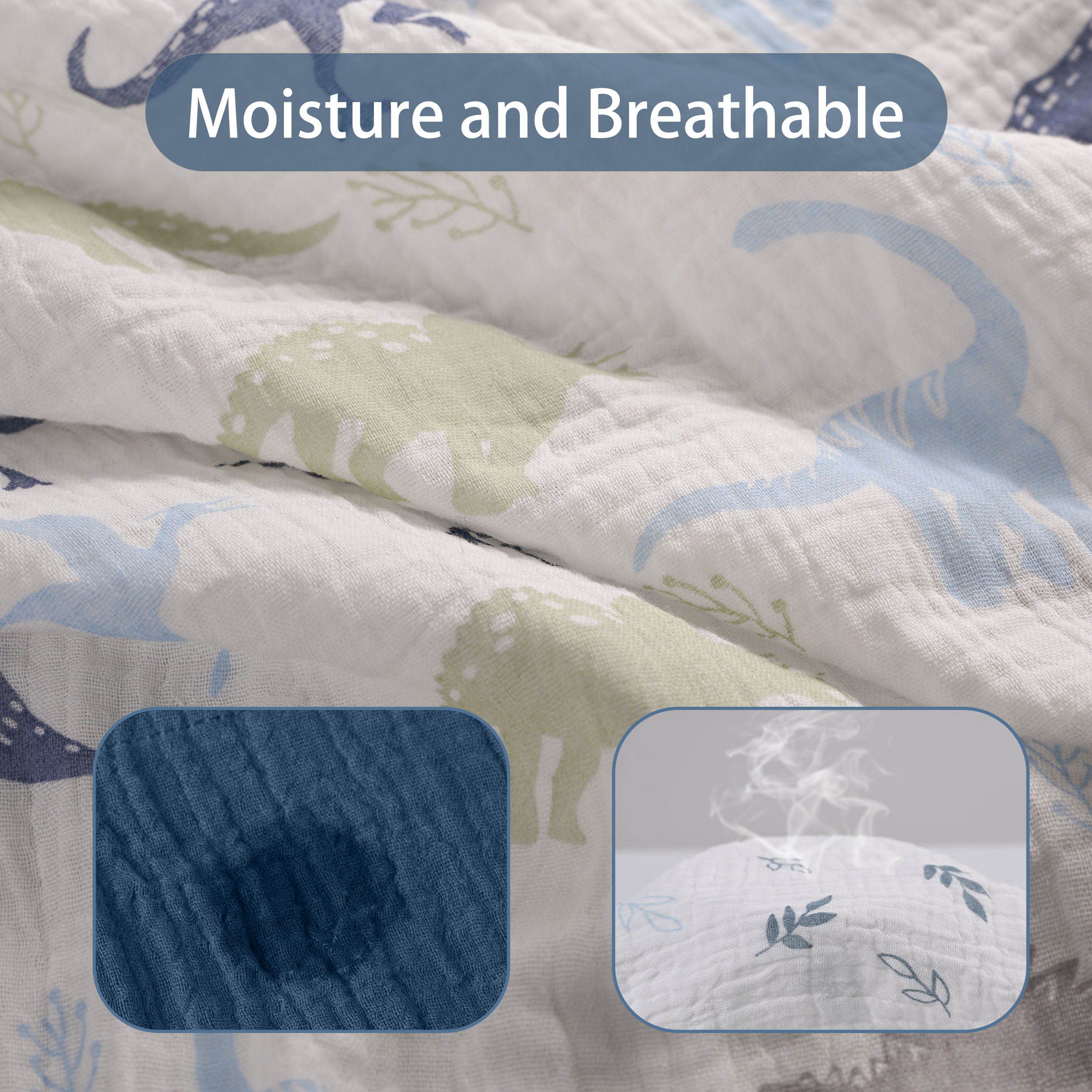 Muslin Swaddle Blankets 3-Pack | 38"x40" | My Dino Pals