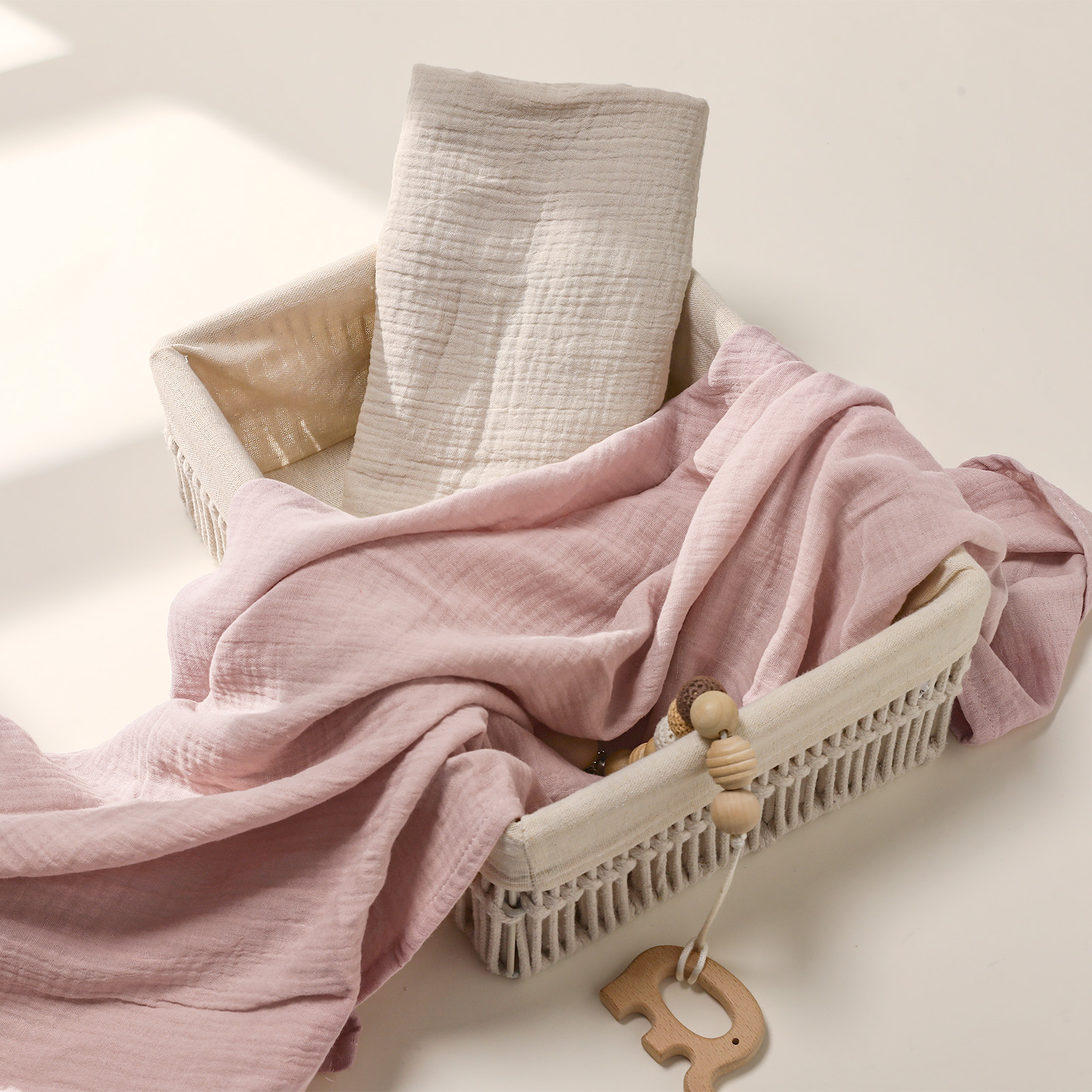 Muslin Swaddle Blankets 2-Pack, 38"x40" - Peach