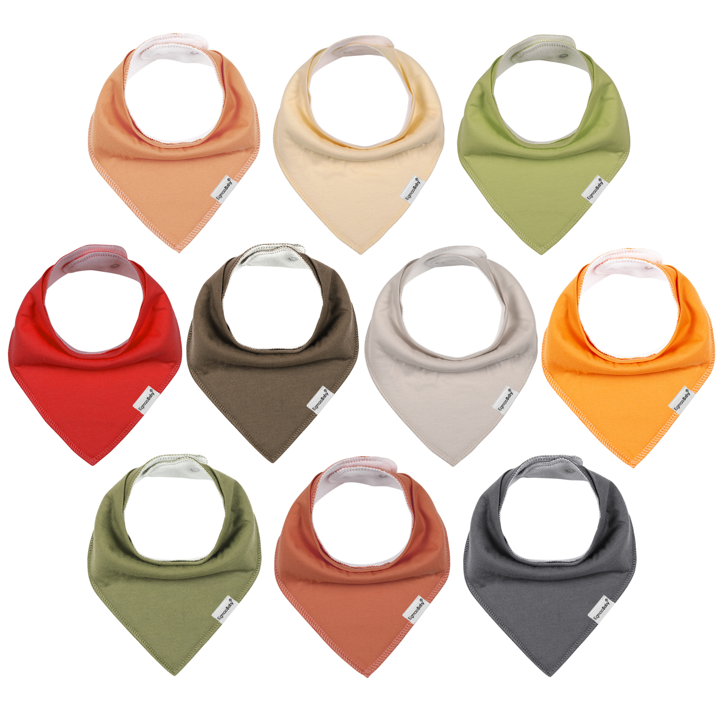 Super Absorbent Bandana Bibs 10 Pack - Warm Chroma Burst