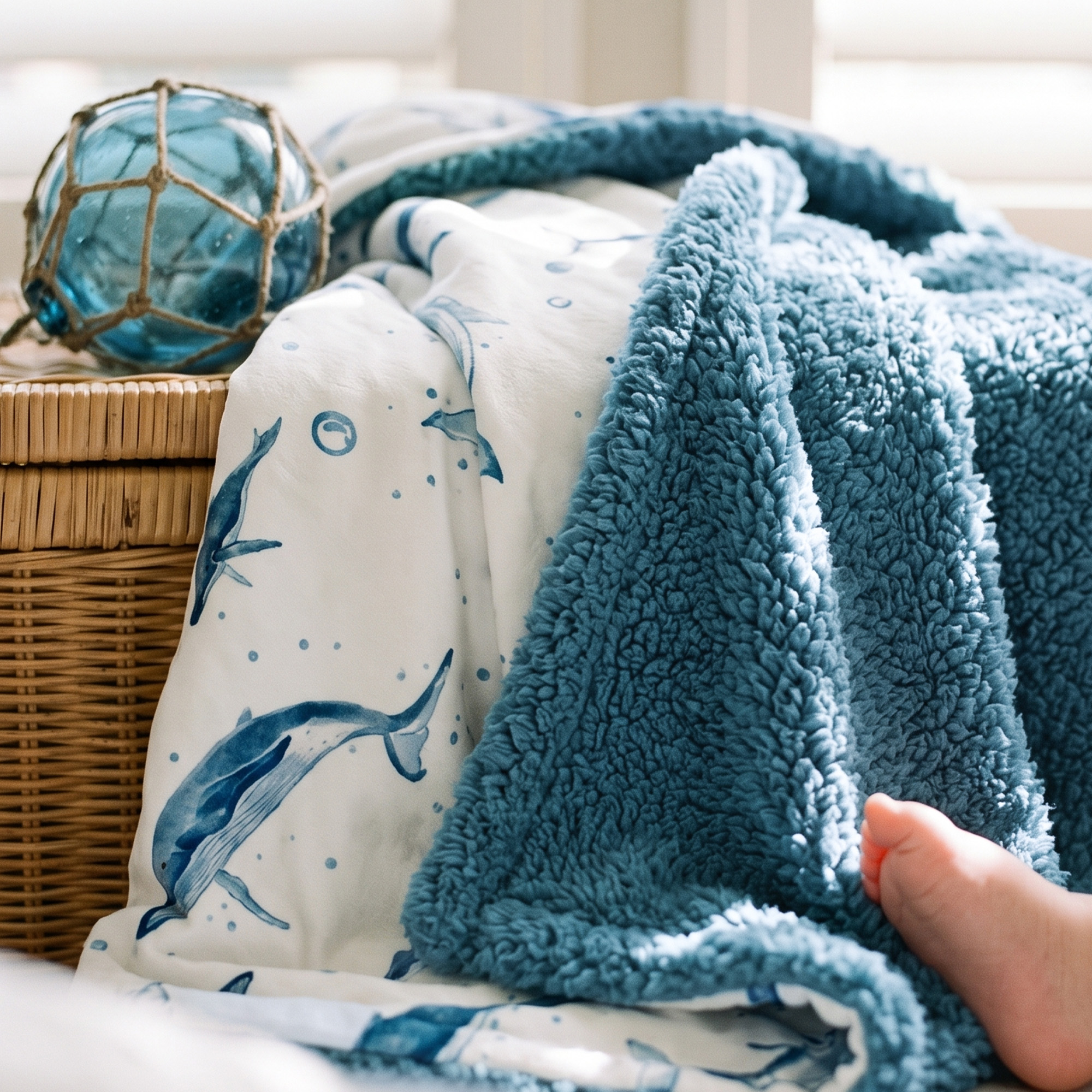 Blue Whale Splash | plush baby blanket | 30''*36''