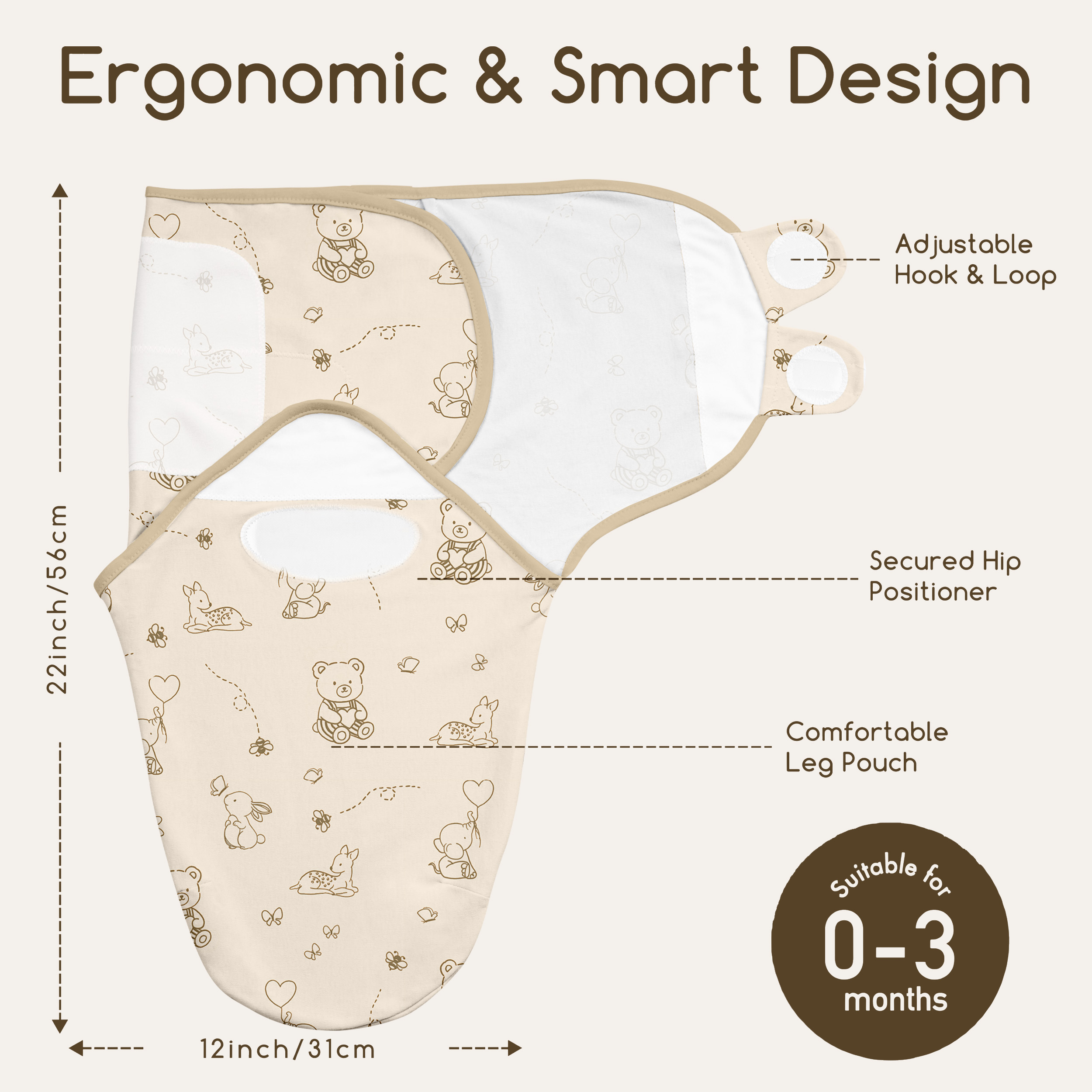 Sage Bear & Bunny | Baby Swaddle 2-Pack | 0-3 Months