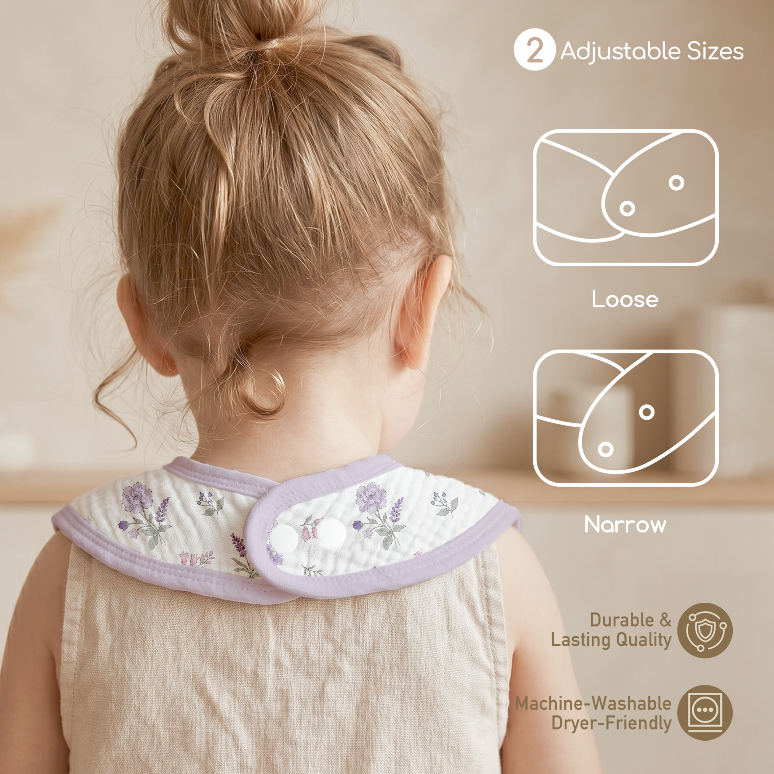 Pink Lavender Floral | baby muslin bibs 8 pack | 0-36 months