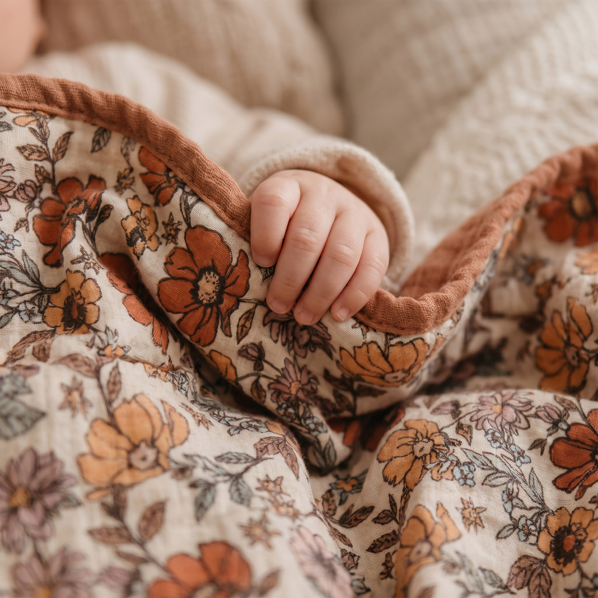 Muslin Swaddle Blankets 1-Pack | 31.5x43.3" | Vintage Floral  Bloom