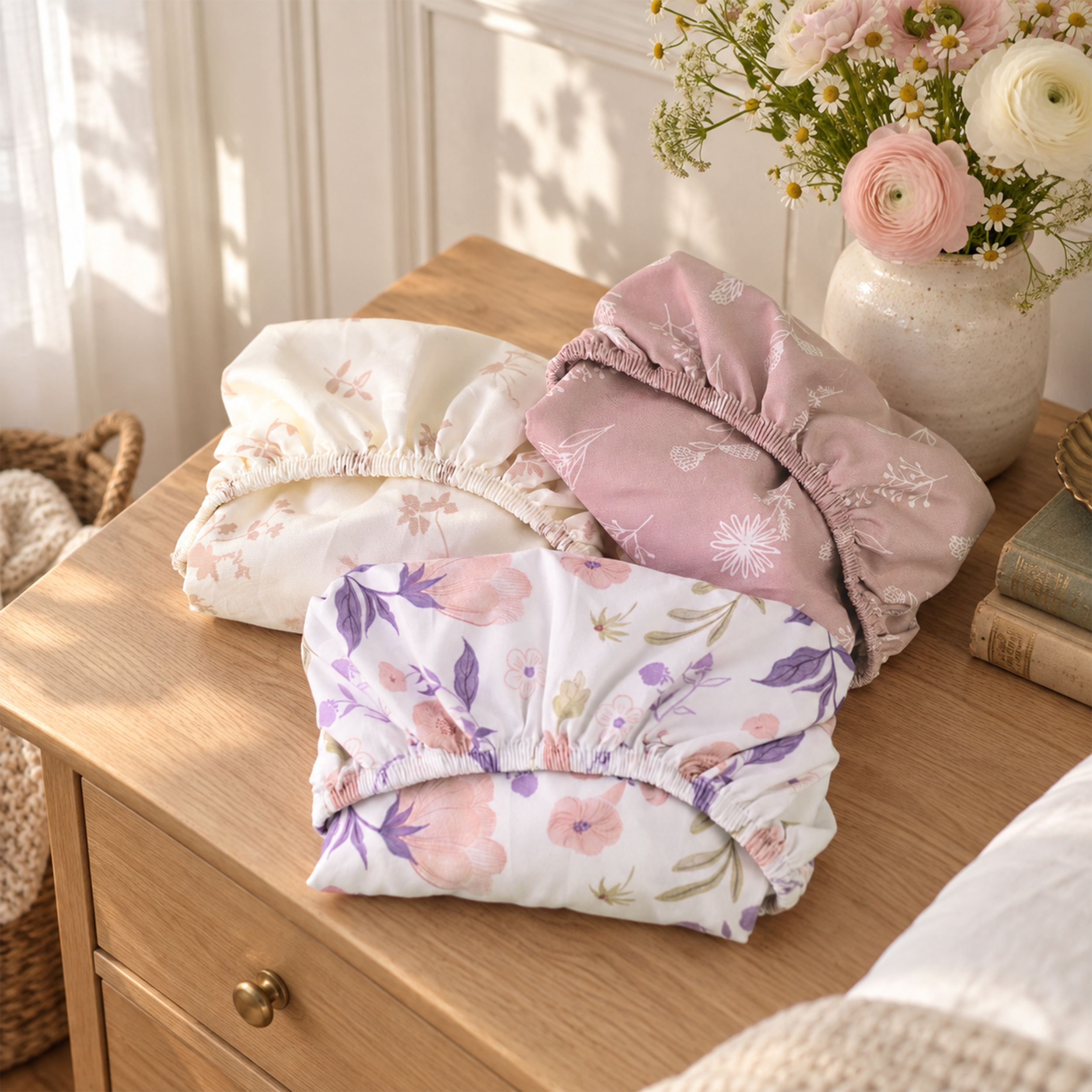 Blush Floral Meadow | Bassinet Sheets 3-Pack | 33*20''