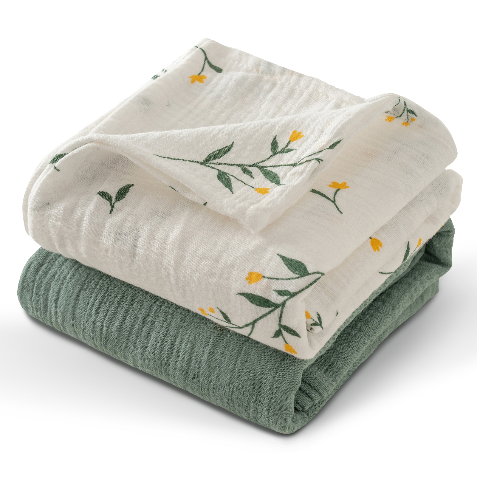 Muslin Swaddle Blankets 2-Pack, 38"x40" - Sage