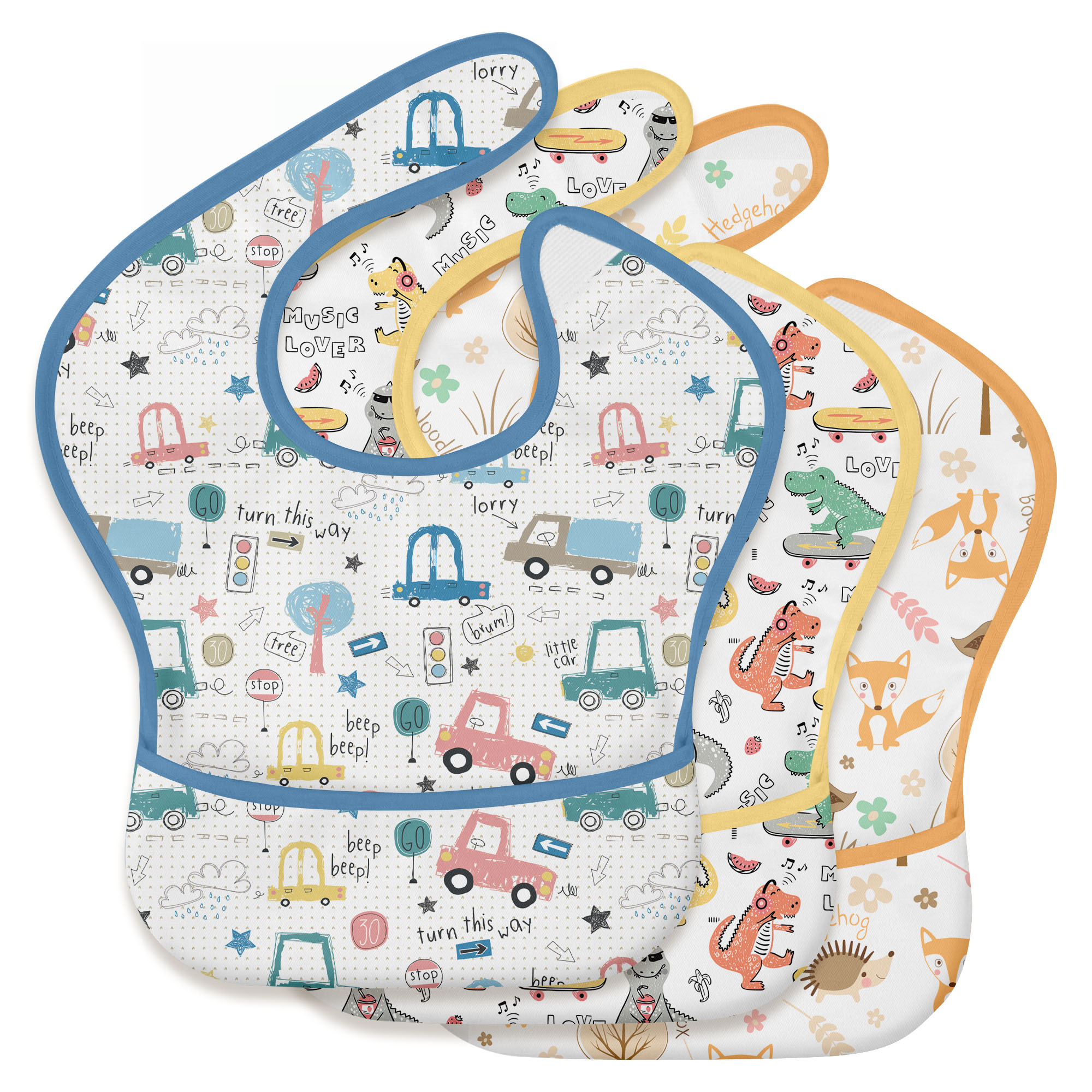 Beep & Woodland | Gllquen baby Waterproof Bibs 3 Pack | 3-24 Months