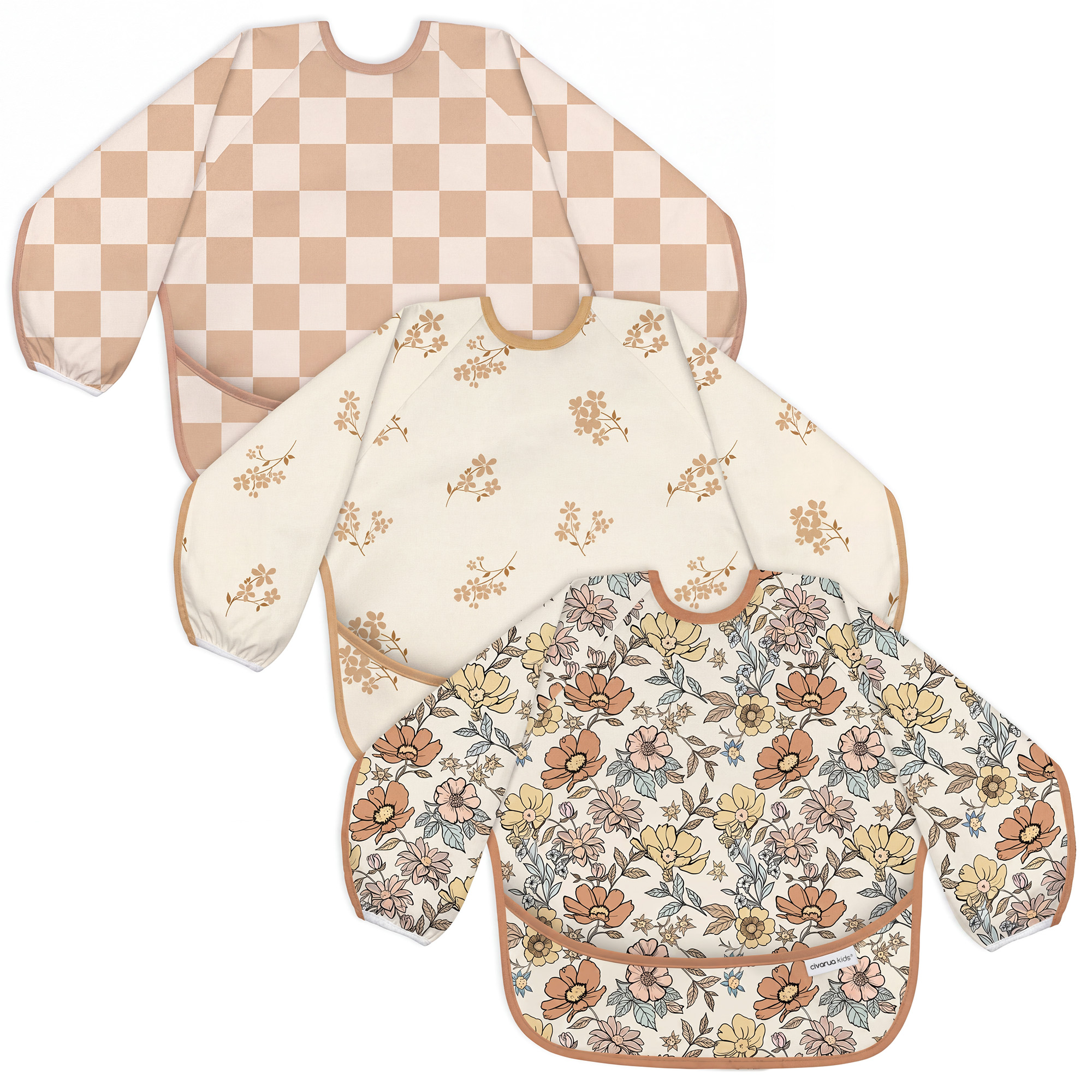 Vintage Floral Bloom | Waterproof Smock Bibs 3 Pack | 6-24 Months