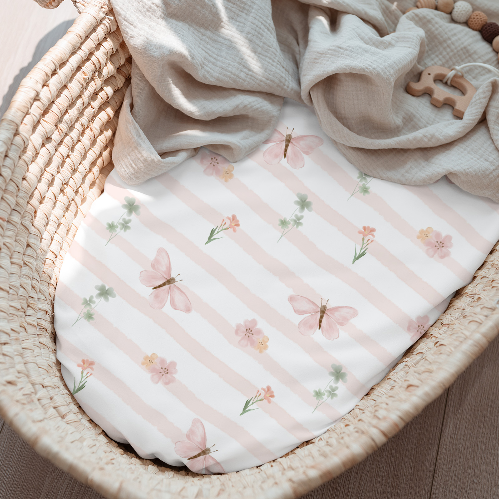 Pink Butterfly | Bassinet Sheets 3-Pack | 17*33''