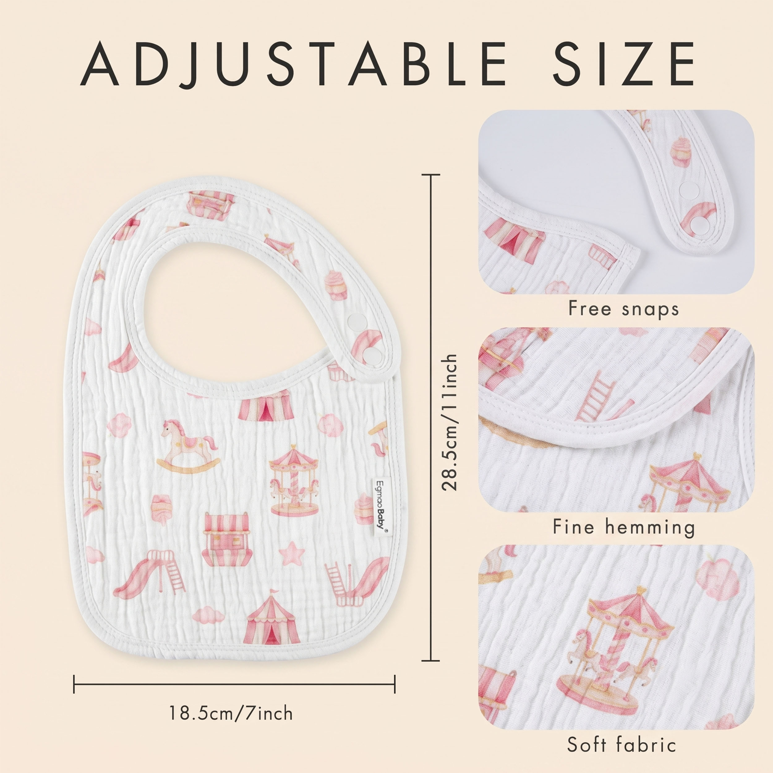 Fairy Rainbow Pony | baby muslin bibs 5 pack | 0-36 months