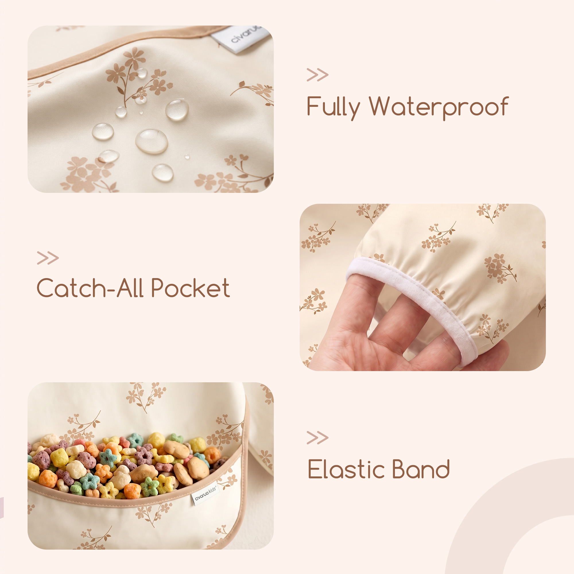 Vintage Floral Bloom | Waterproof Smock Bibs 3 Pack | 6-24 Months
