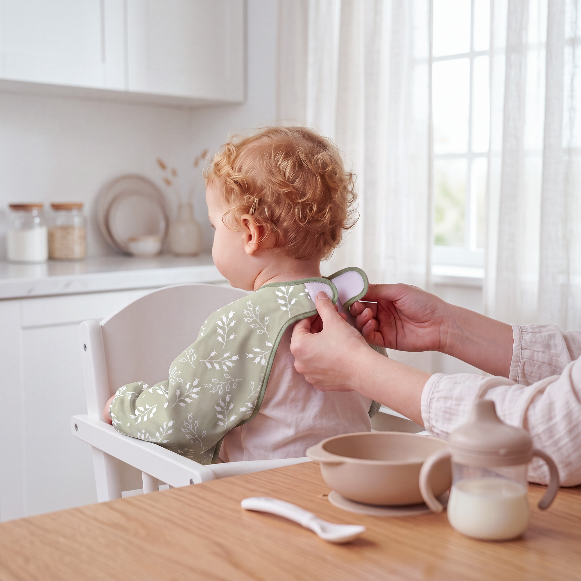 Sage Flora Whisper | Waterproof Smock Bibs 3 Pack | 6-24 Months