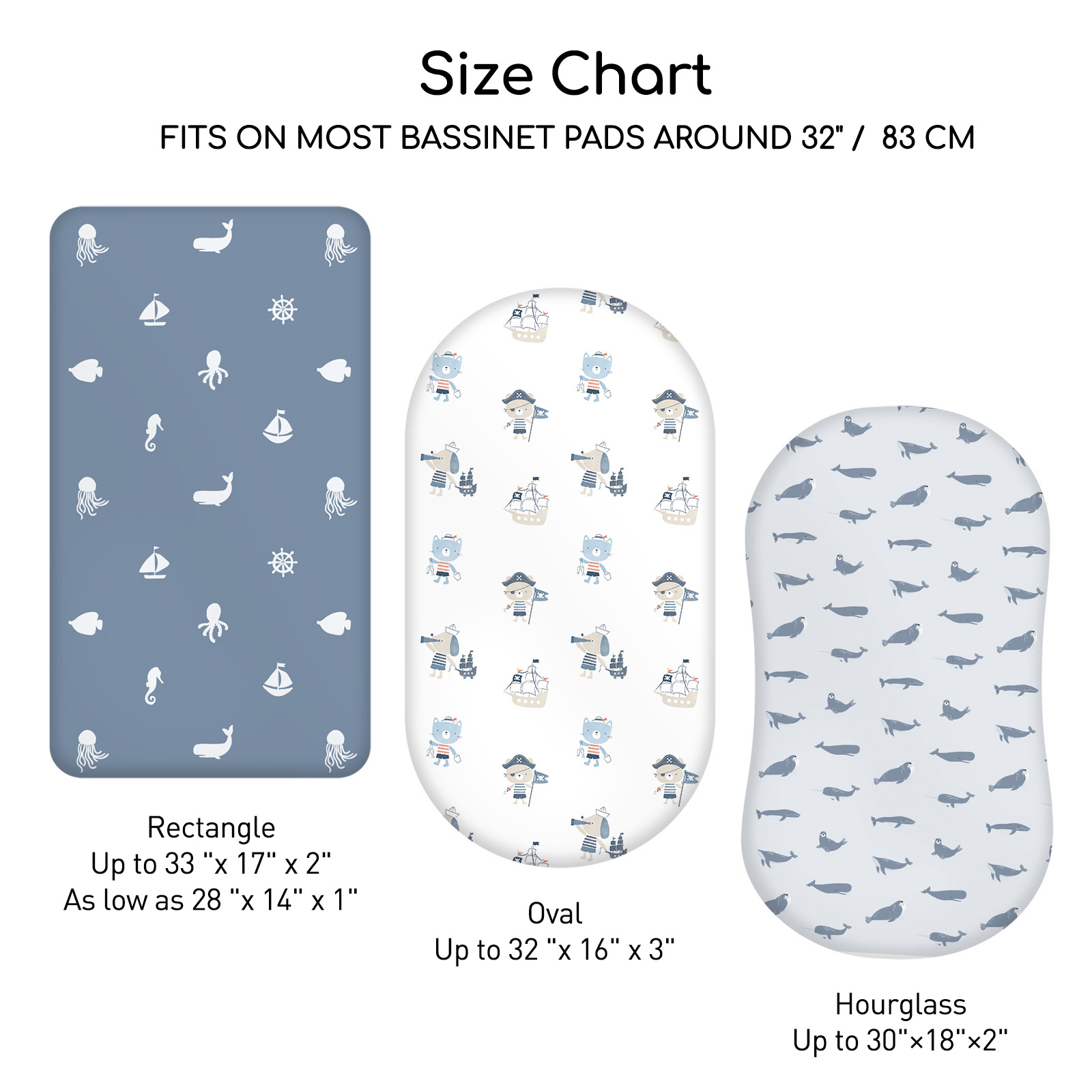 Ocean Sailor | Bassinet Sheets 3-Pack | 17*33''