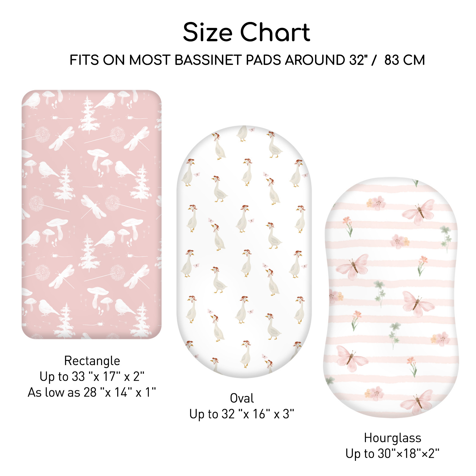 Pink Butterfly | Bassinet Sheets 3-Pack | 17*33''