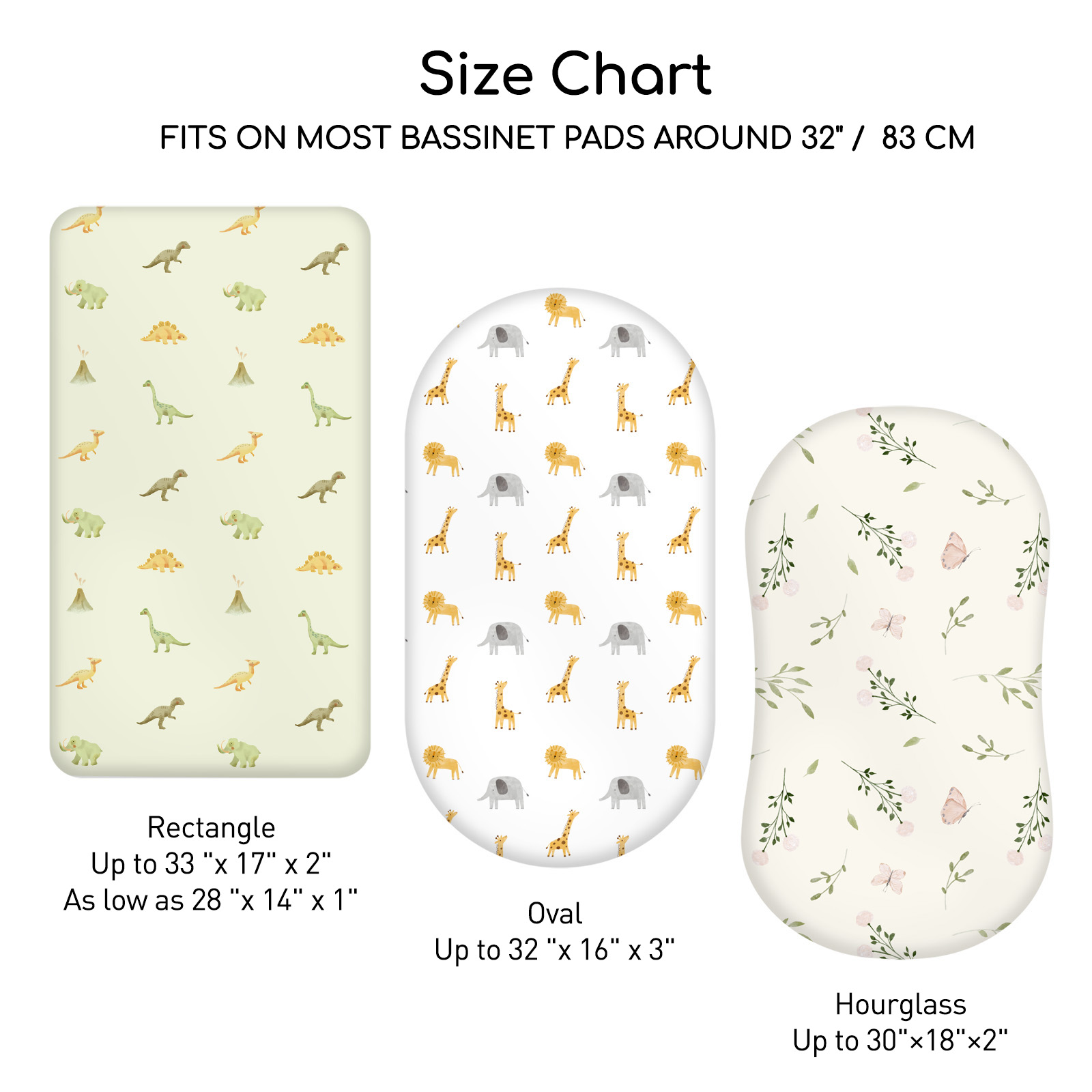 Dinosaur Elephant | Bassinet Sheets 3-Pack | 17*33''