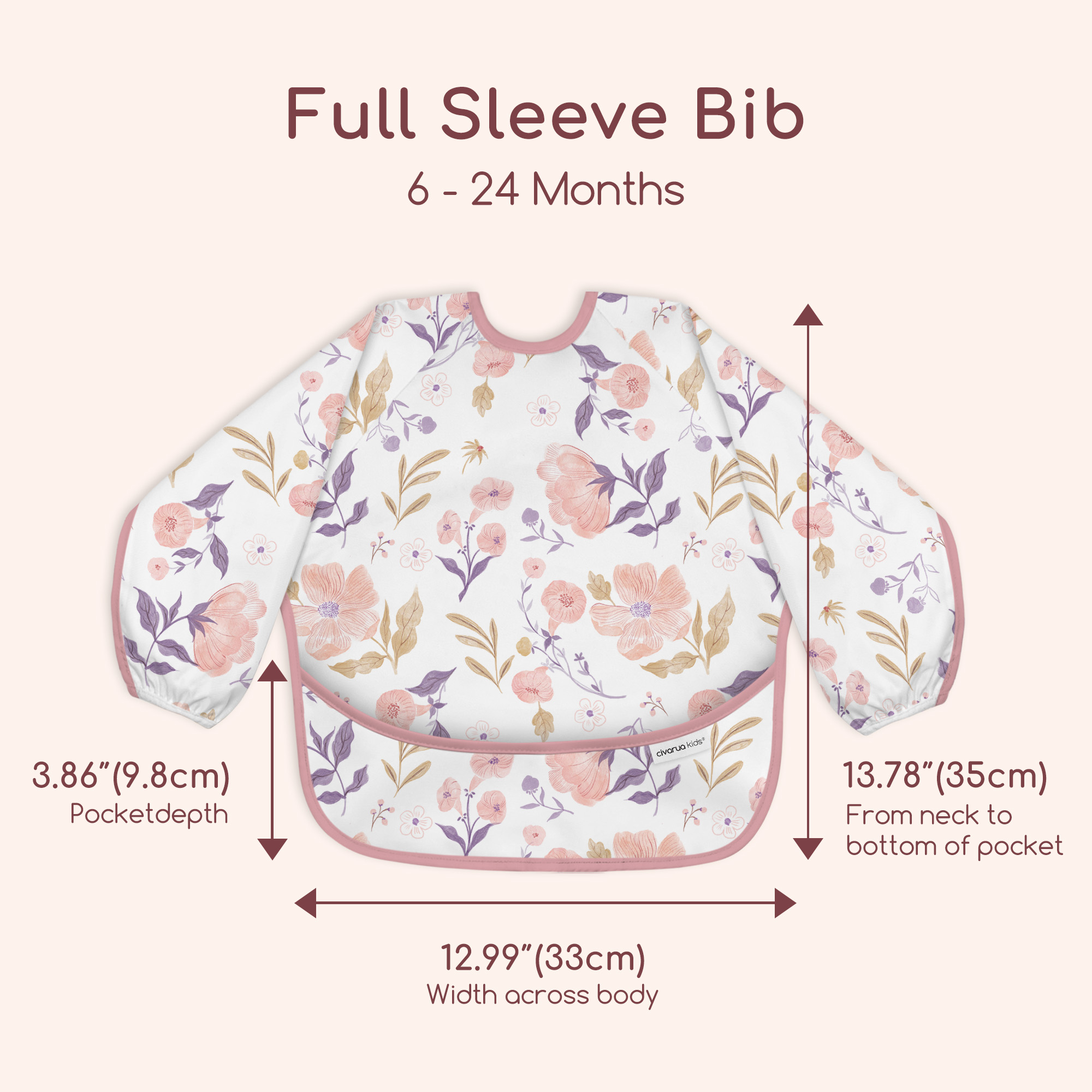 Pastel Flower garden | Waterproof Smock Bibs 3 Pack | 6-24 Months