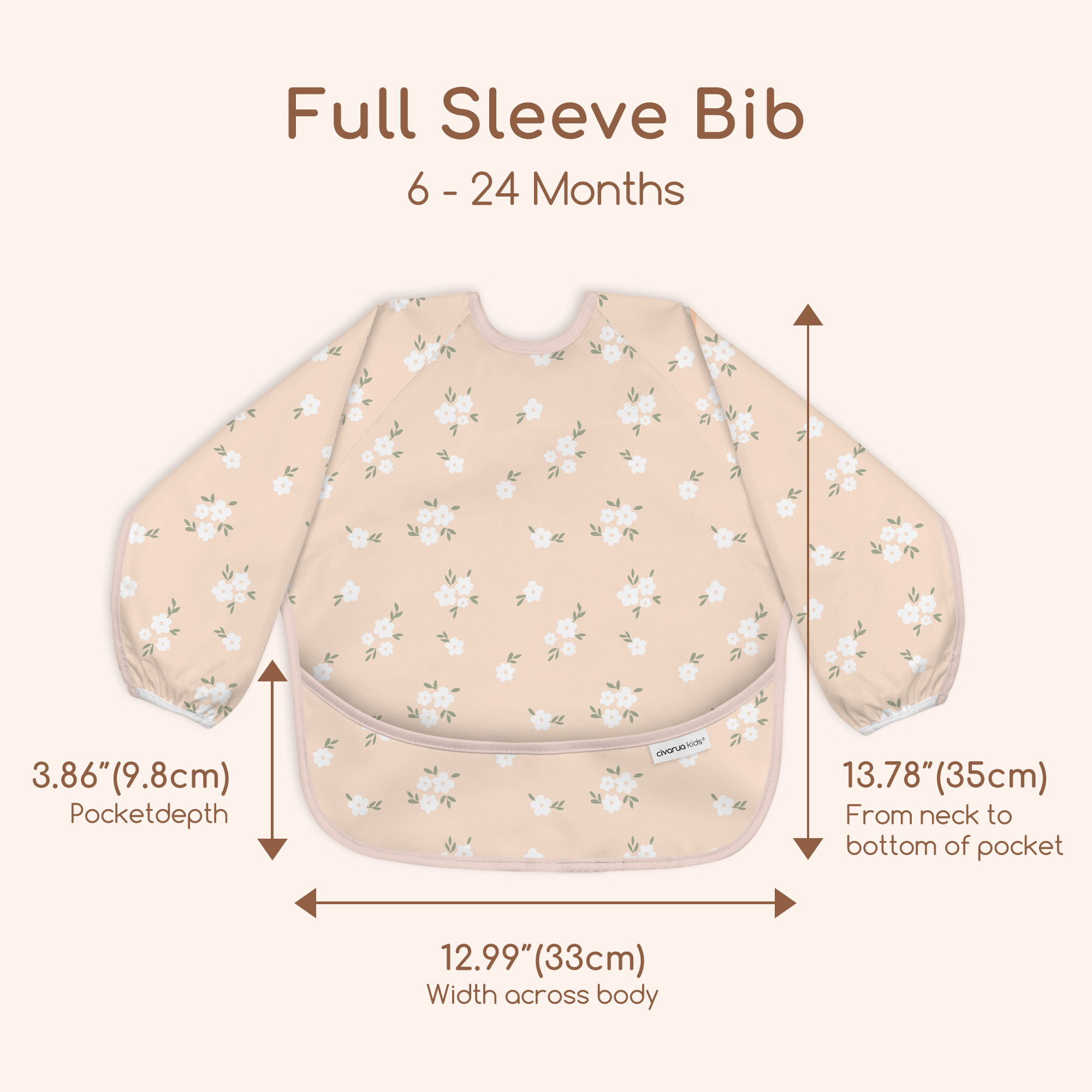 Sage Flora Whisper | Waterproof Smock Bibs 3 Pack | 6-24 Months