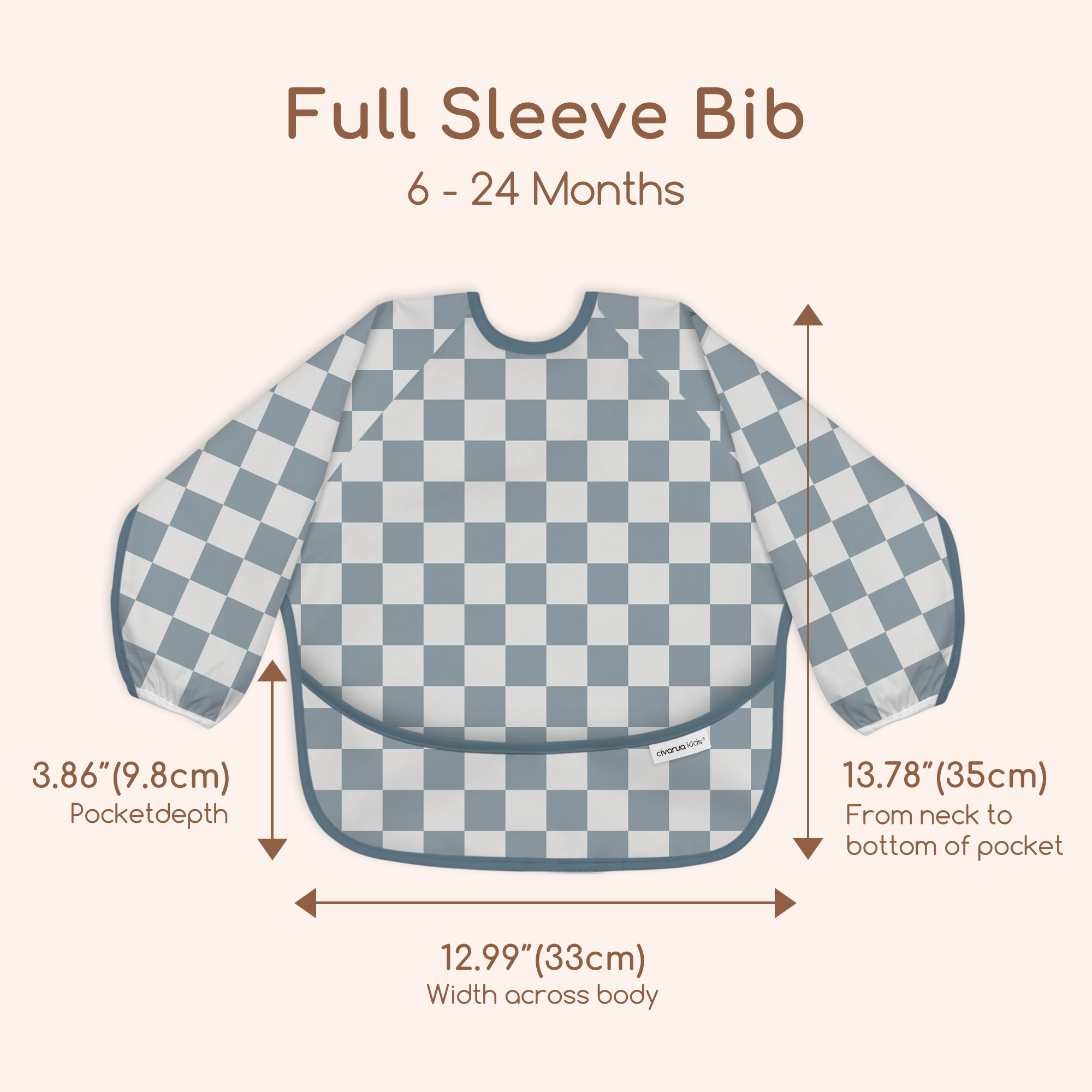 Black & Blue Check | Waterproof Smock Bibs 3 Pack | 6-24 Months
