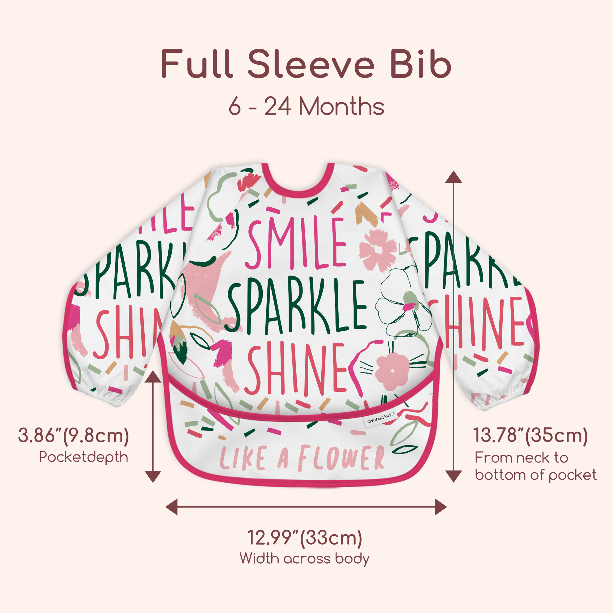 Pink Floral Bloom | Waterproof Smock Bibs 3 Pack | 6-24 Months