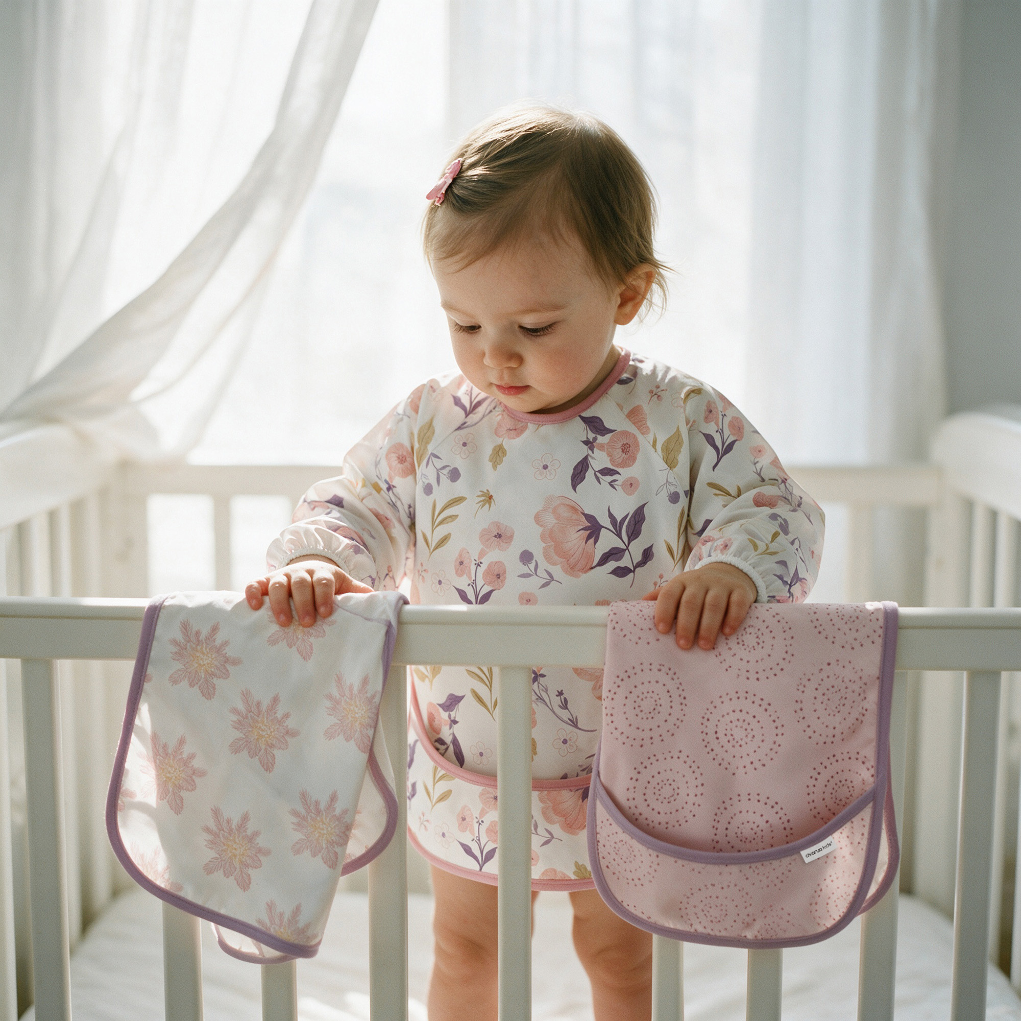Pastel Flower garden | Waterproof Smock Bibs 3 Pack | 6-24 Months