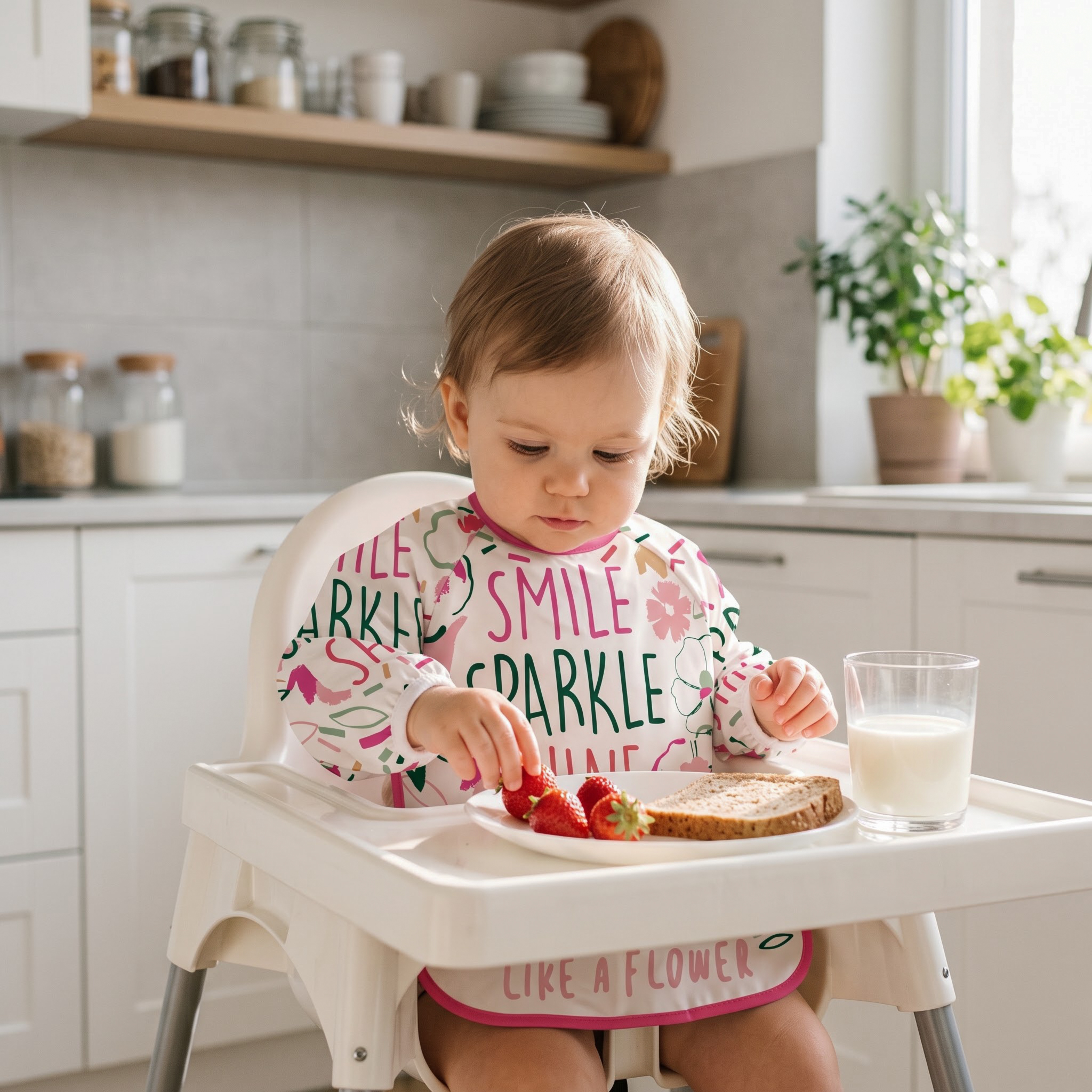Pink Floral Bloom | Waterproof Smock Bibs 3 Pack | 6-24 Months