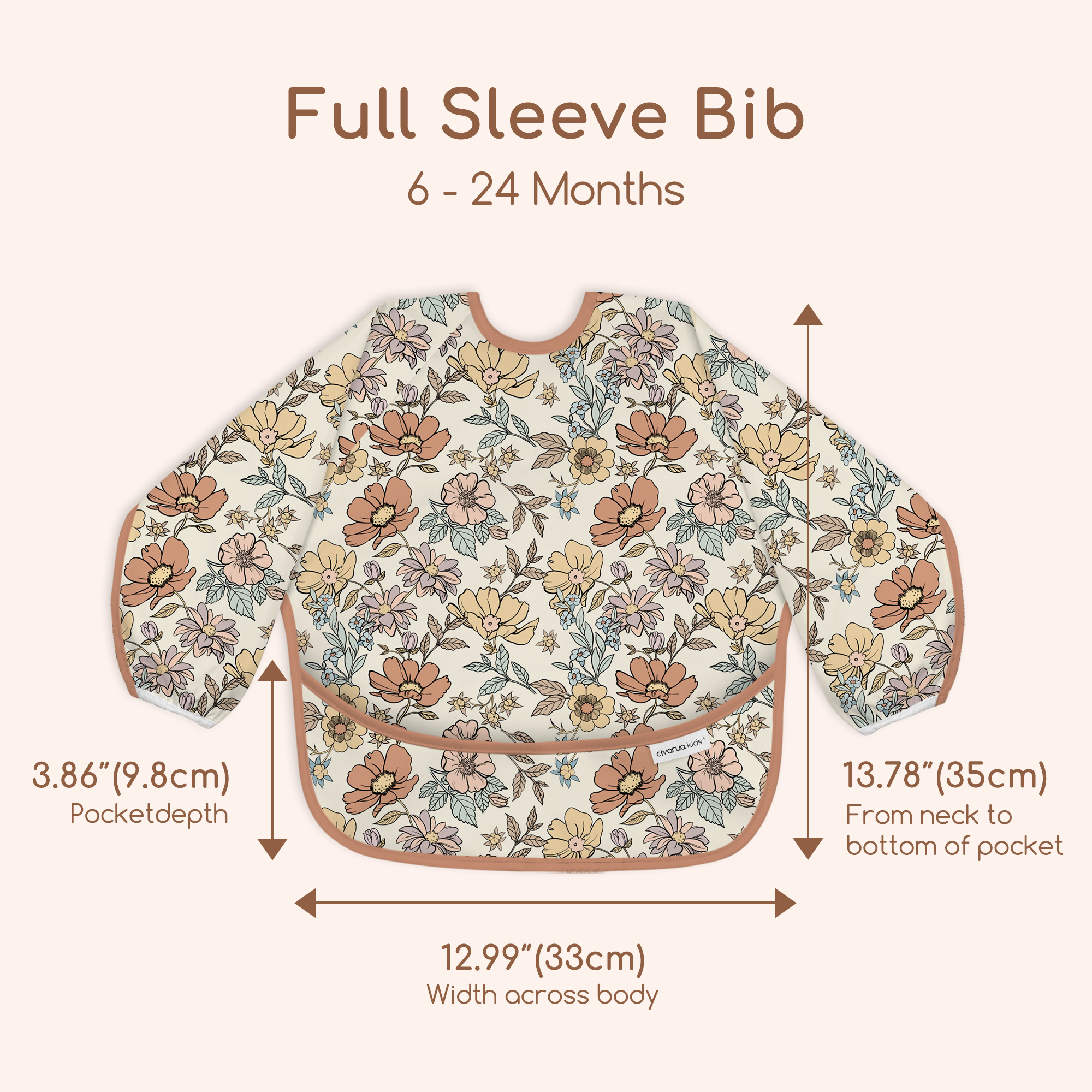 Vintage Floral Bloom | Waterproof Smock Bibs 3 Pack | 6-24 Months