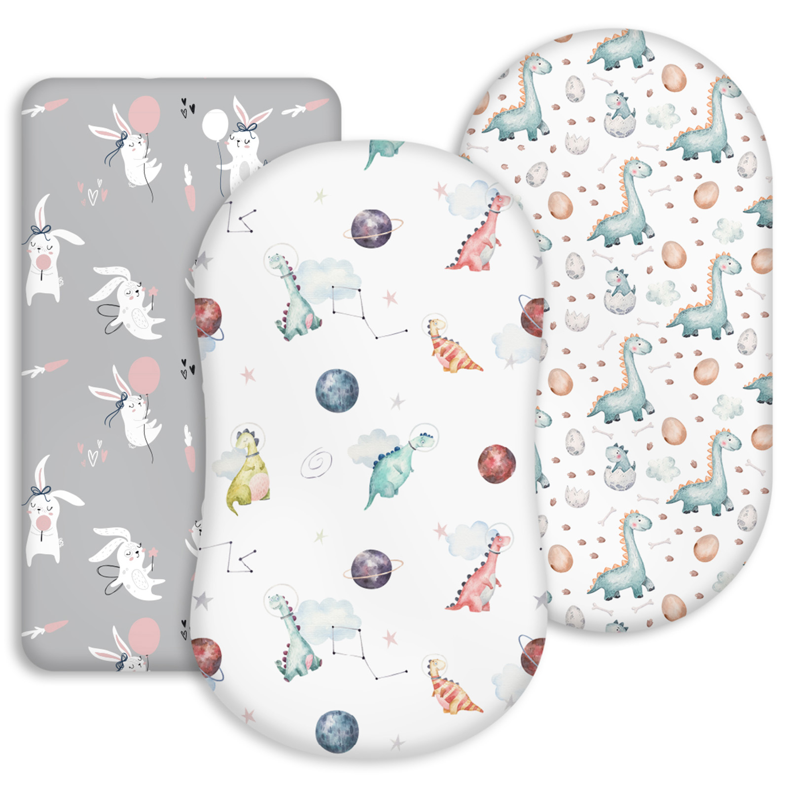 Dinosaur Rabbit | Bassinet Sheets 3-Pack | 17*33''