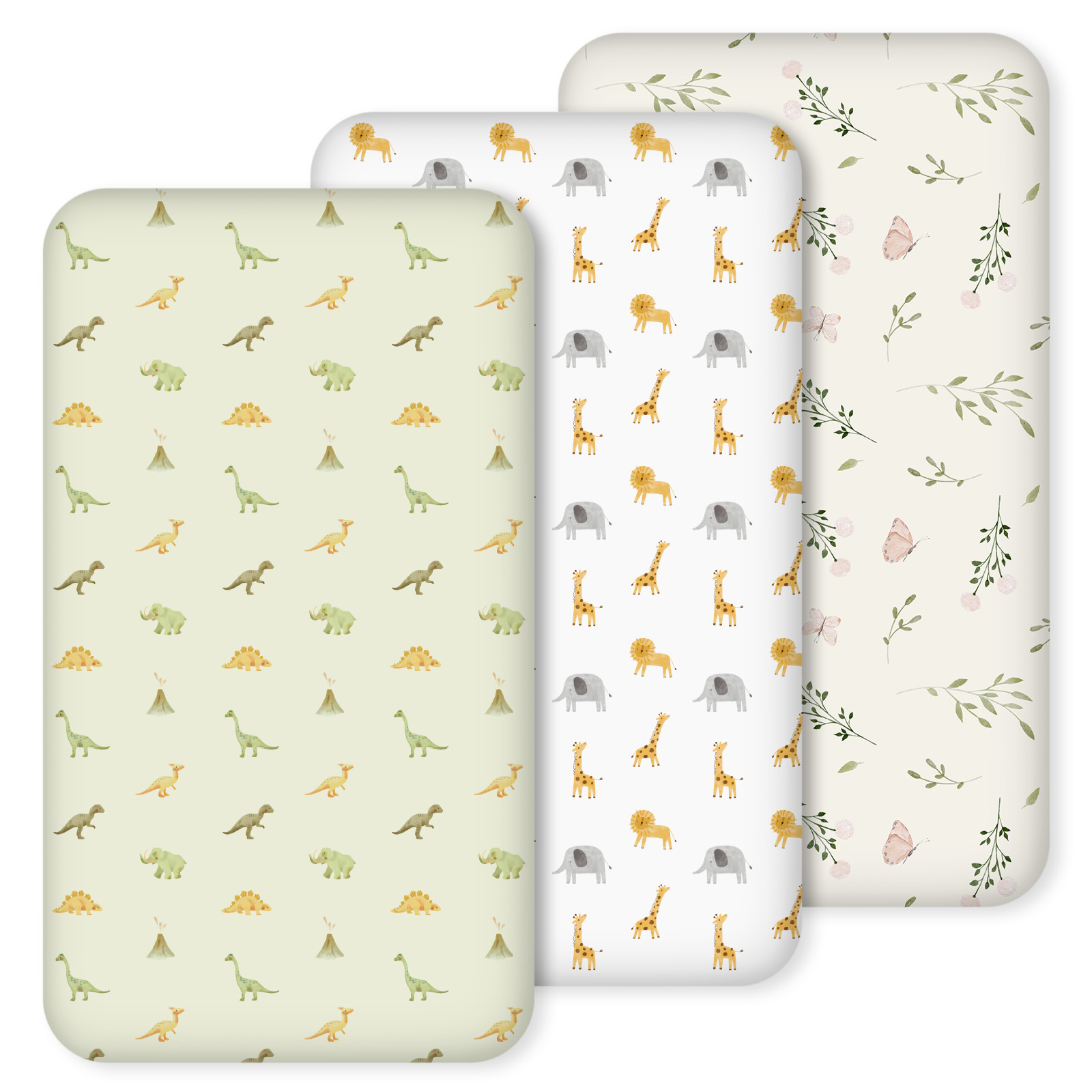 Dinosaur Elephant | Fitted Sheets 3-Pack