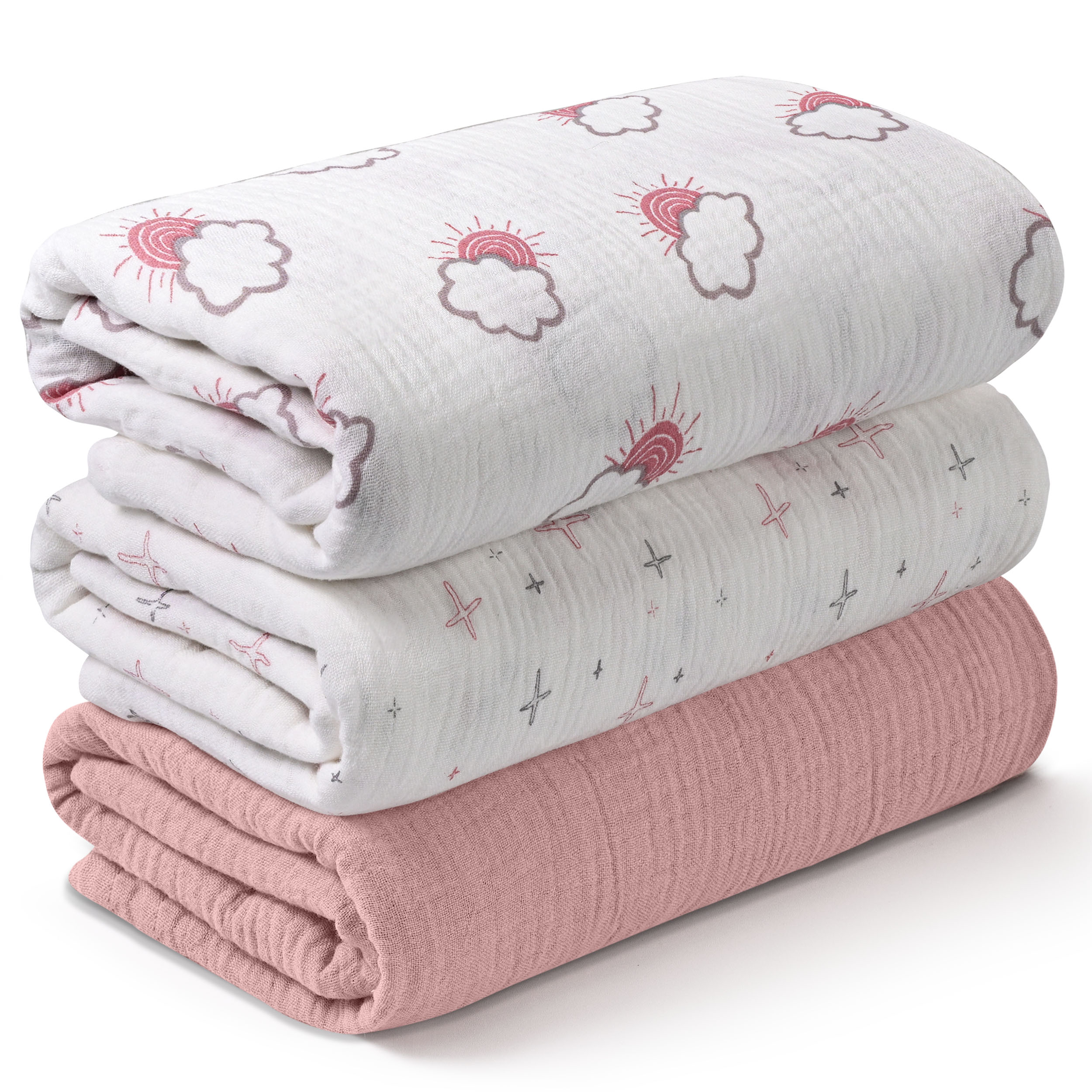 Muslin Swaddle Blankets 3-Pack | 38"x40" | Sunlight