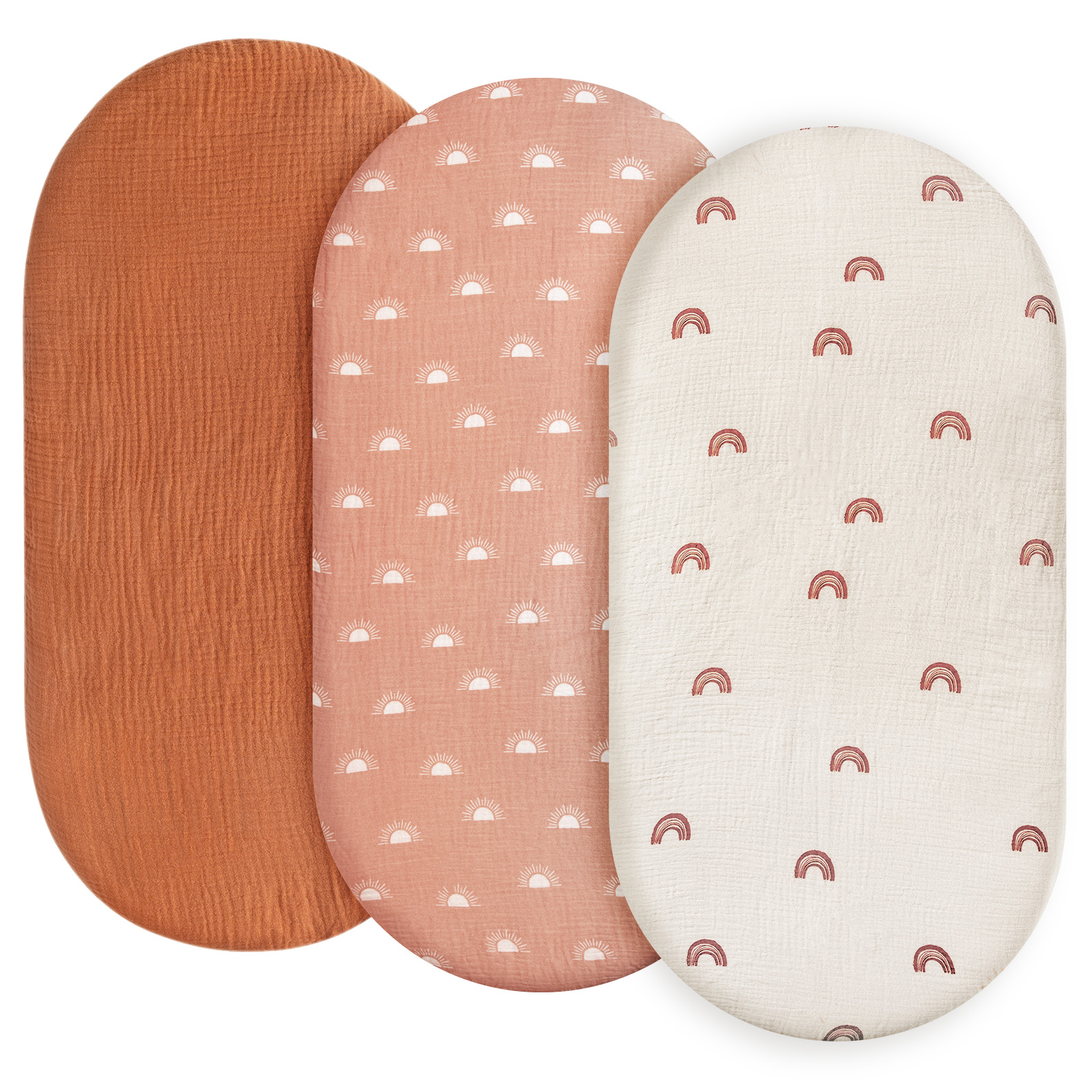 Vibrant Rainbow  | Bassinet Sheets 3-Pack | 33''*17''