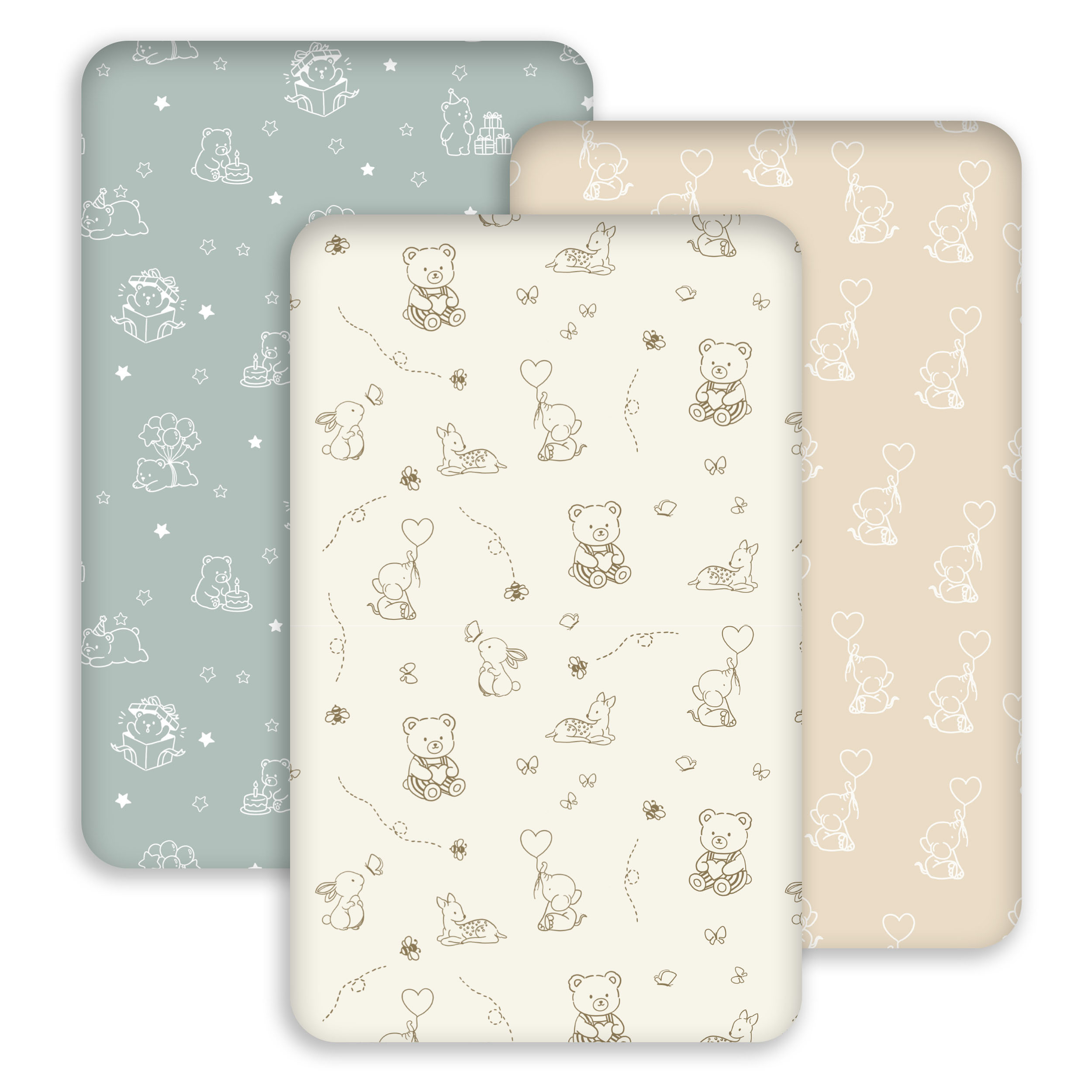 Sage Bear Dream | Bassinet Sheets 3-Pack | 33*20''