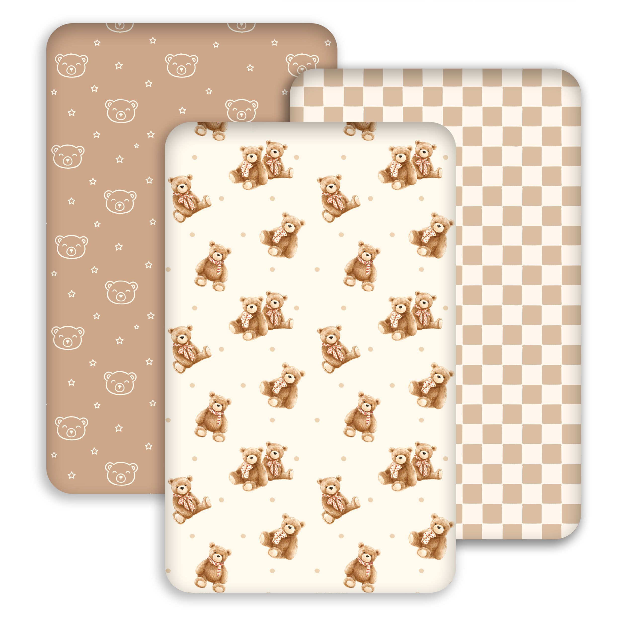 Creamy Teddy Check | Bassinet Sheets 3-Pack | 33*20''