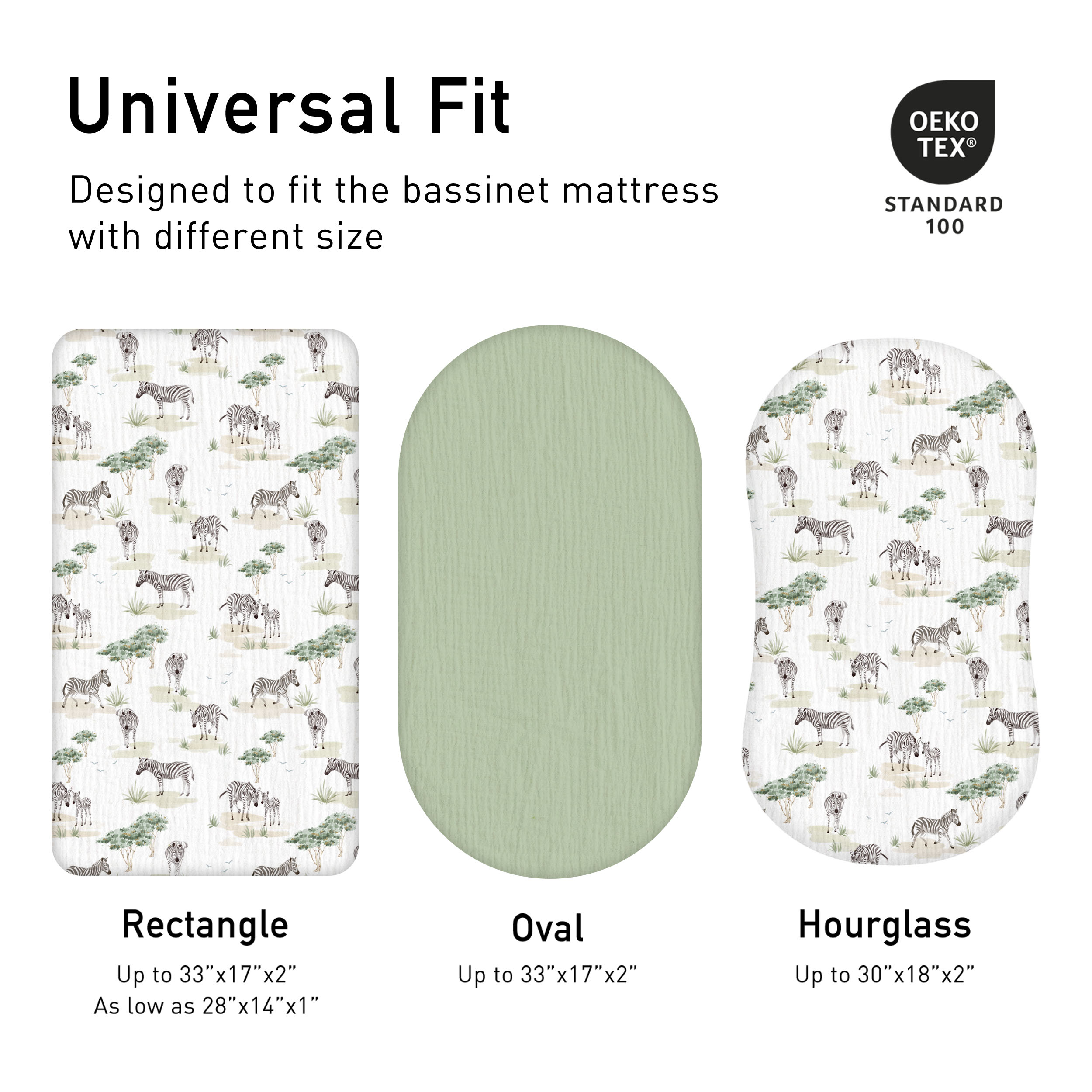 Safari Whisper | Muslin Bassinet Sheets 2-Pack | 33''*17''