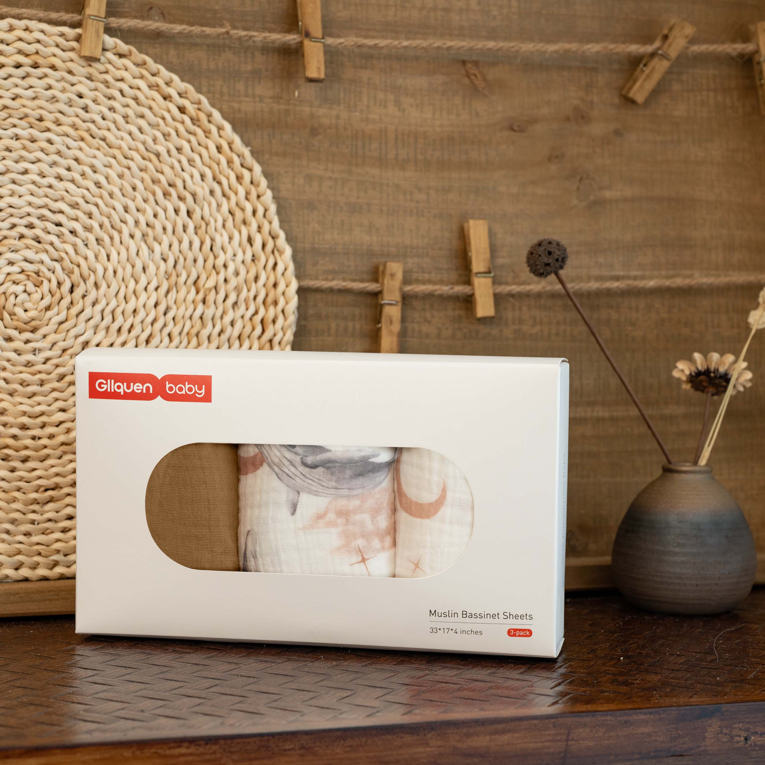Nebula Drifter | Muslin Bassinet Sheets 3-Pack | 33''*17''
