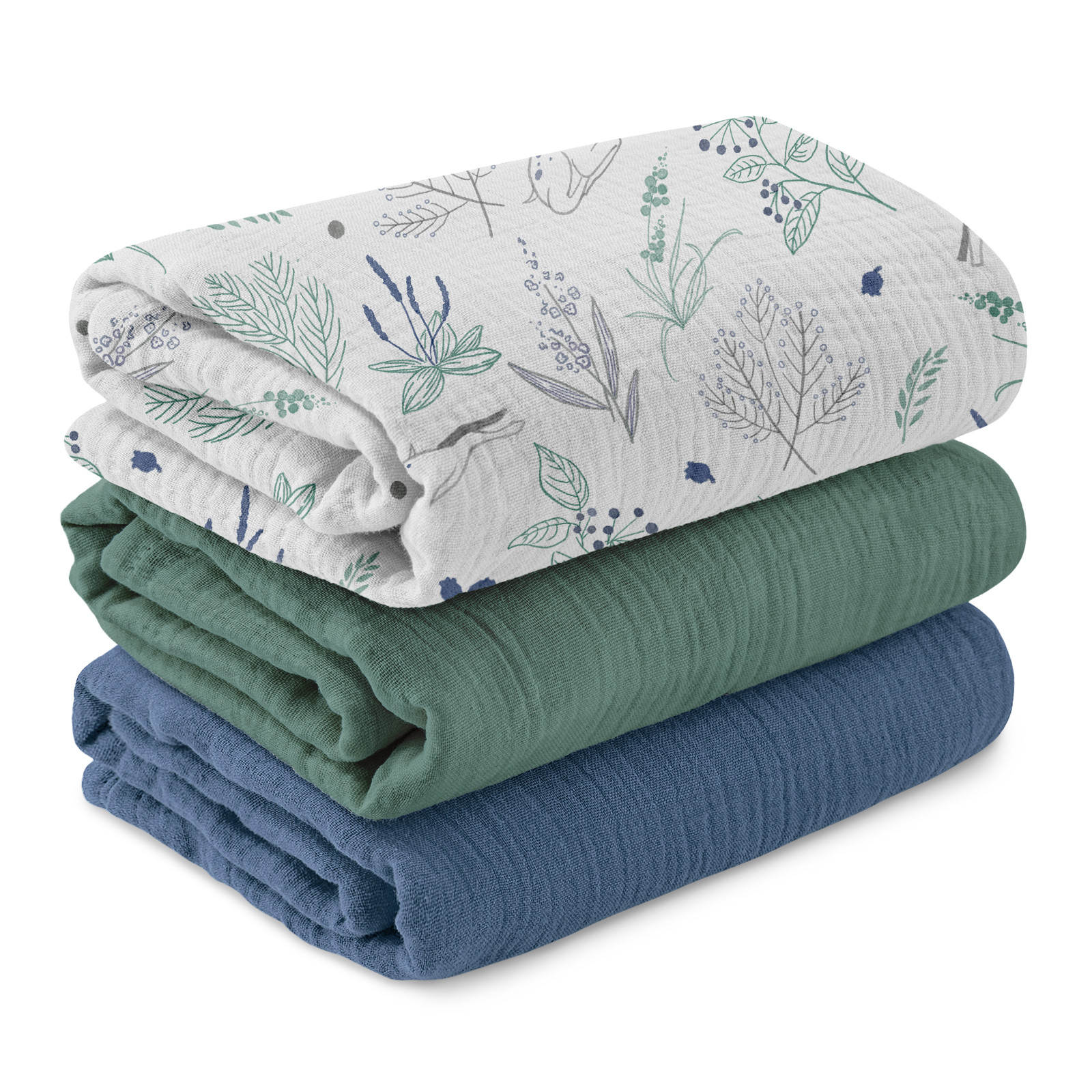 Muslin Swaddle Blankets 3-Pack | 38"x40" | Perky Fawn