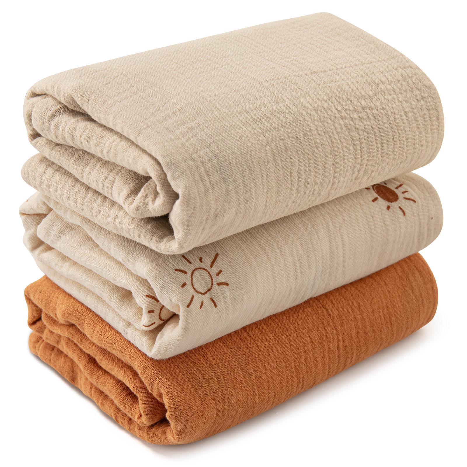 Muslin Swaddle Blankets 3-Pack | 38x40" | Rising