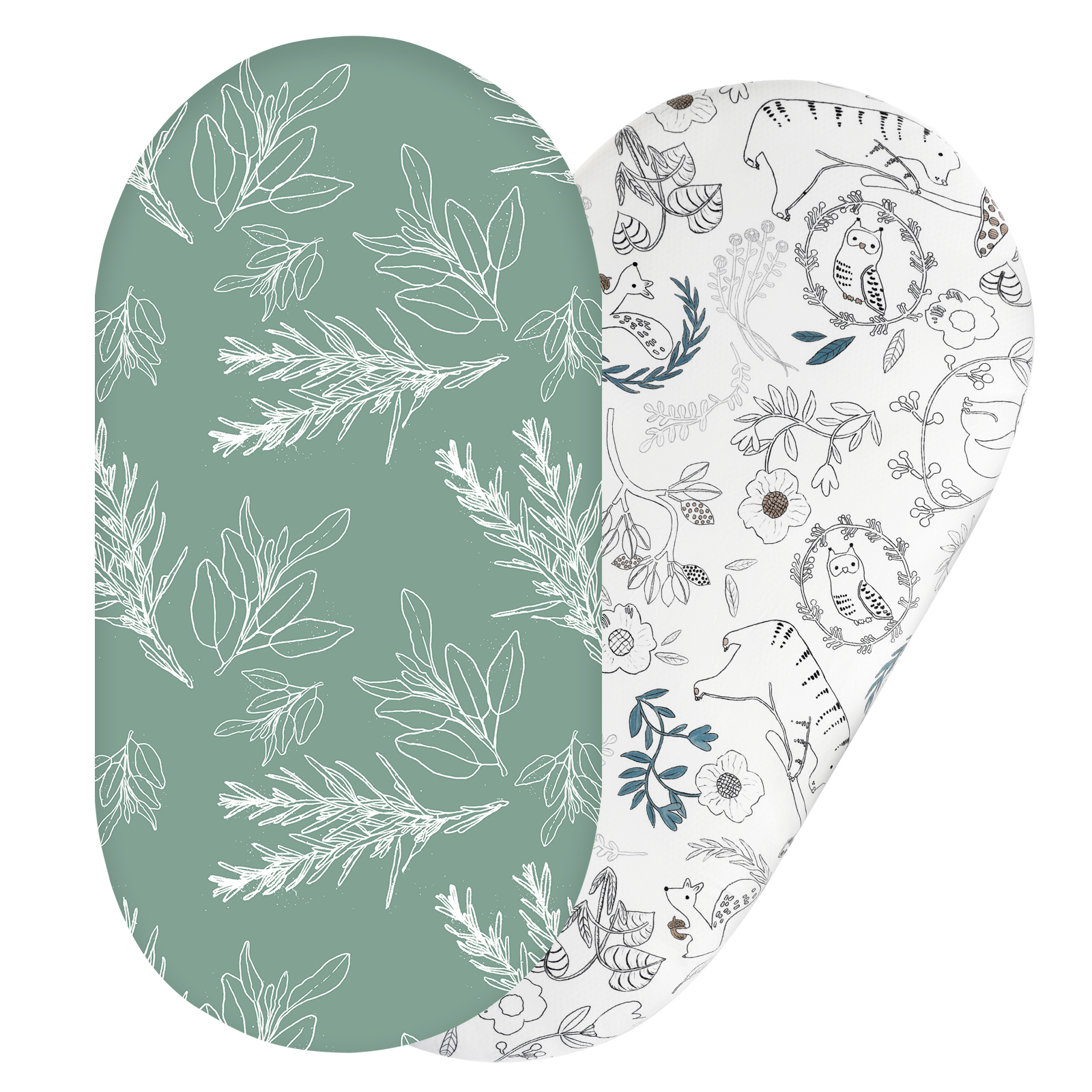Green Leaves | Bassinet Sheets 2-Pack | 16''*32''