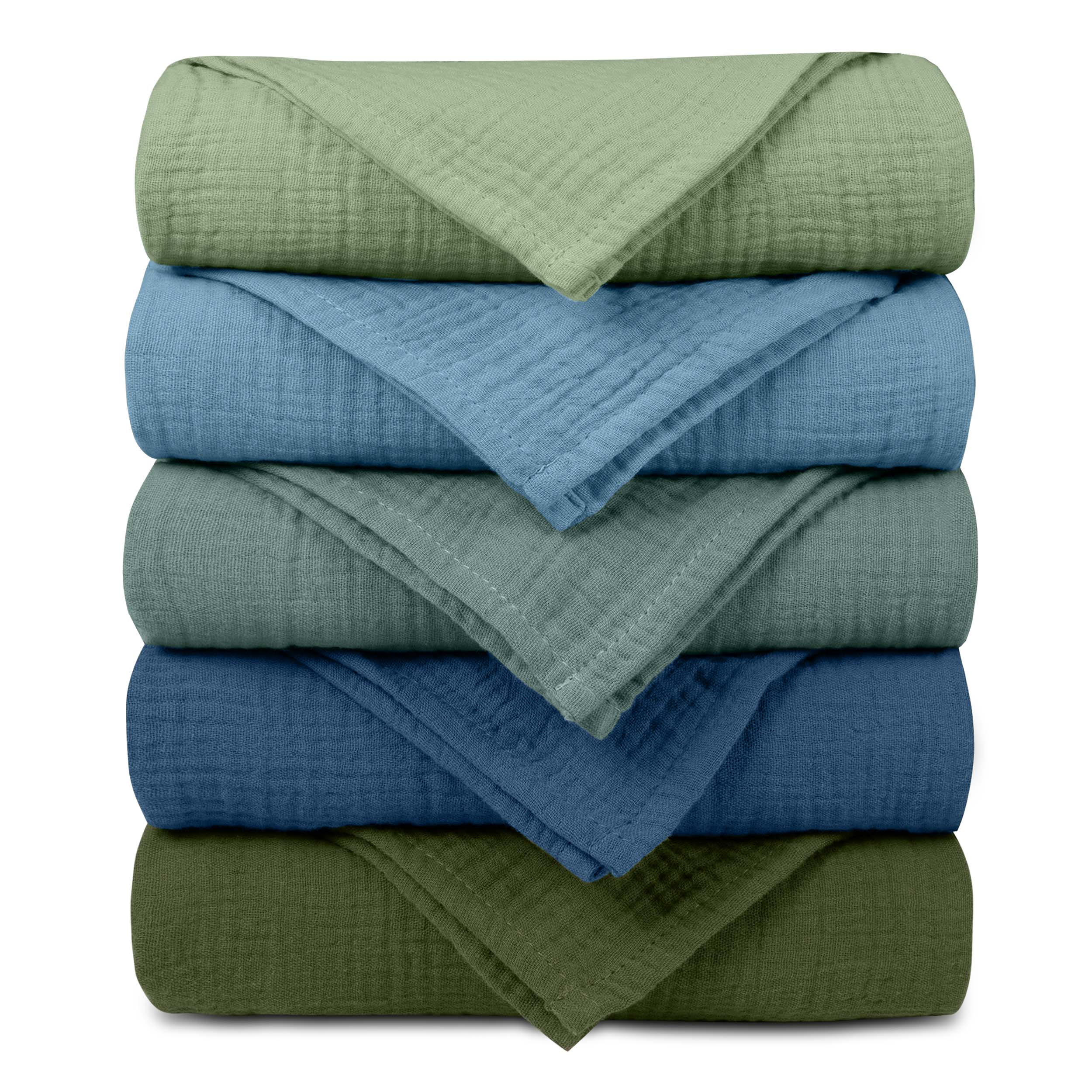 Muslin Swaddle Blankets 5-Pack | 23.5"x23.5" | Verdant Tide
