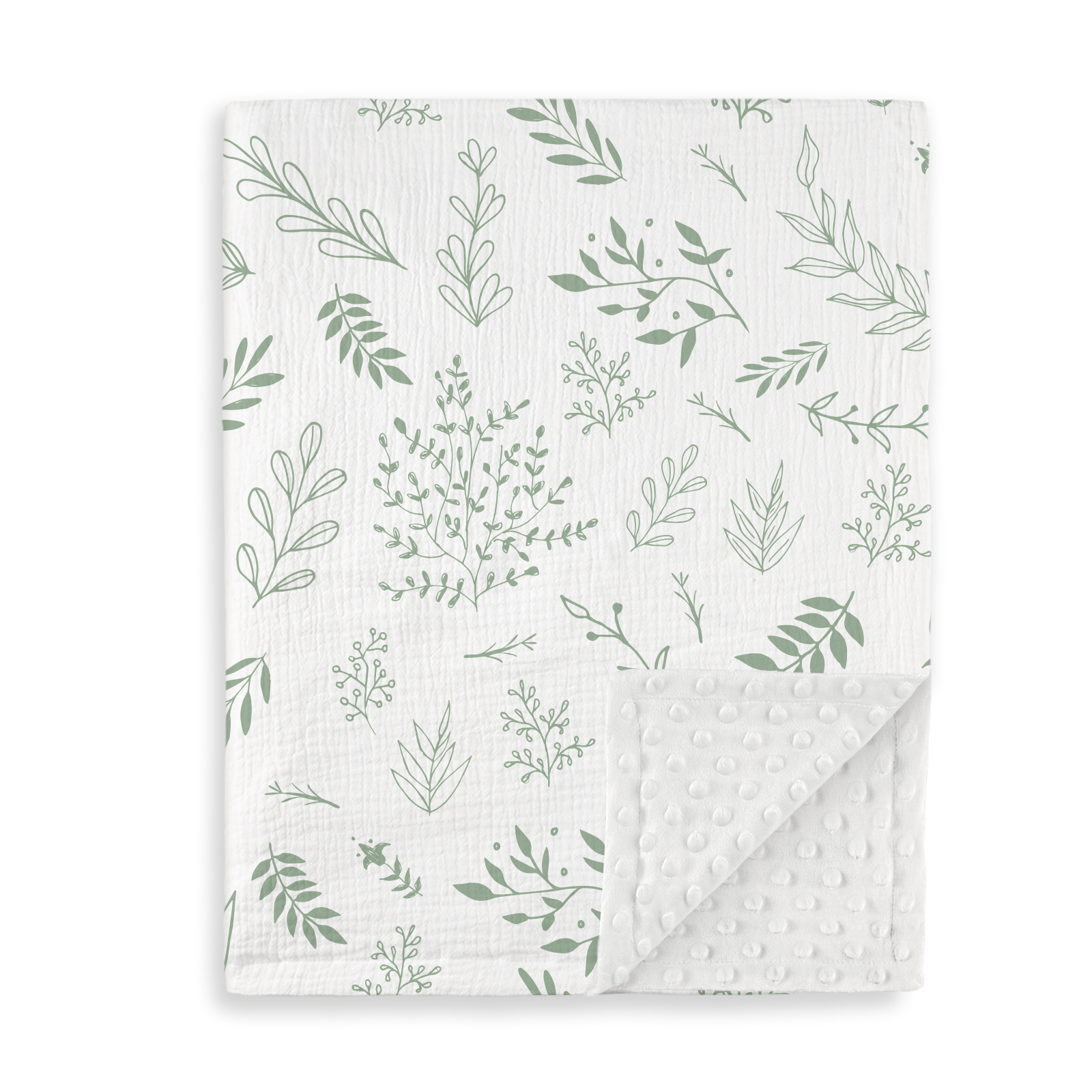 Greenery | Muslin and Fleece Plush Dot Blanket | 30''*40''