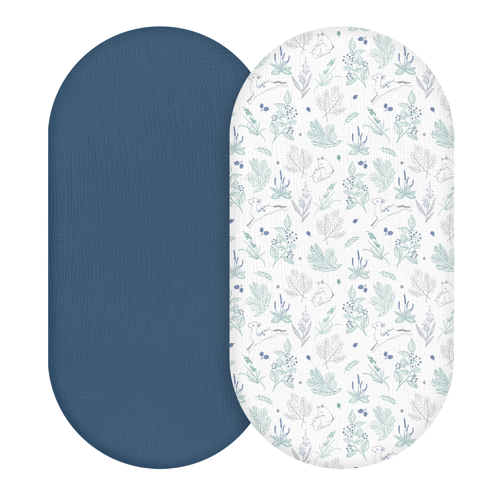 Perky Fawn | Muslin Bassinet Sheets 2-Pack | 33''*17'' | 100% Muslin Cotton