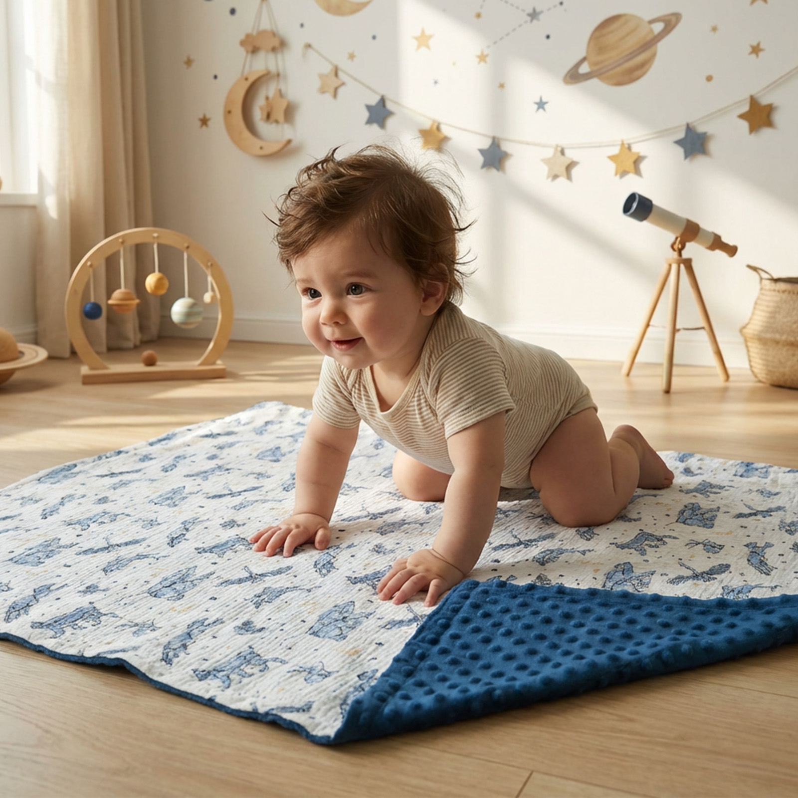 Star | Muslin and Fleece Plush Dot Blanket | 30''*40''
