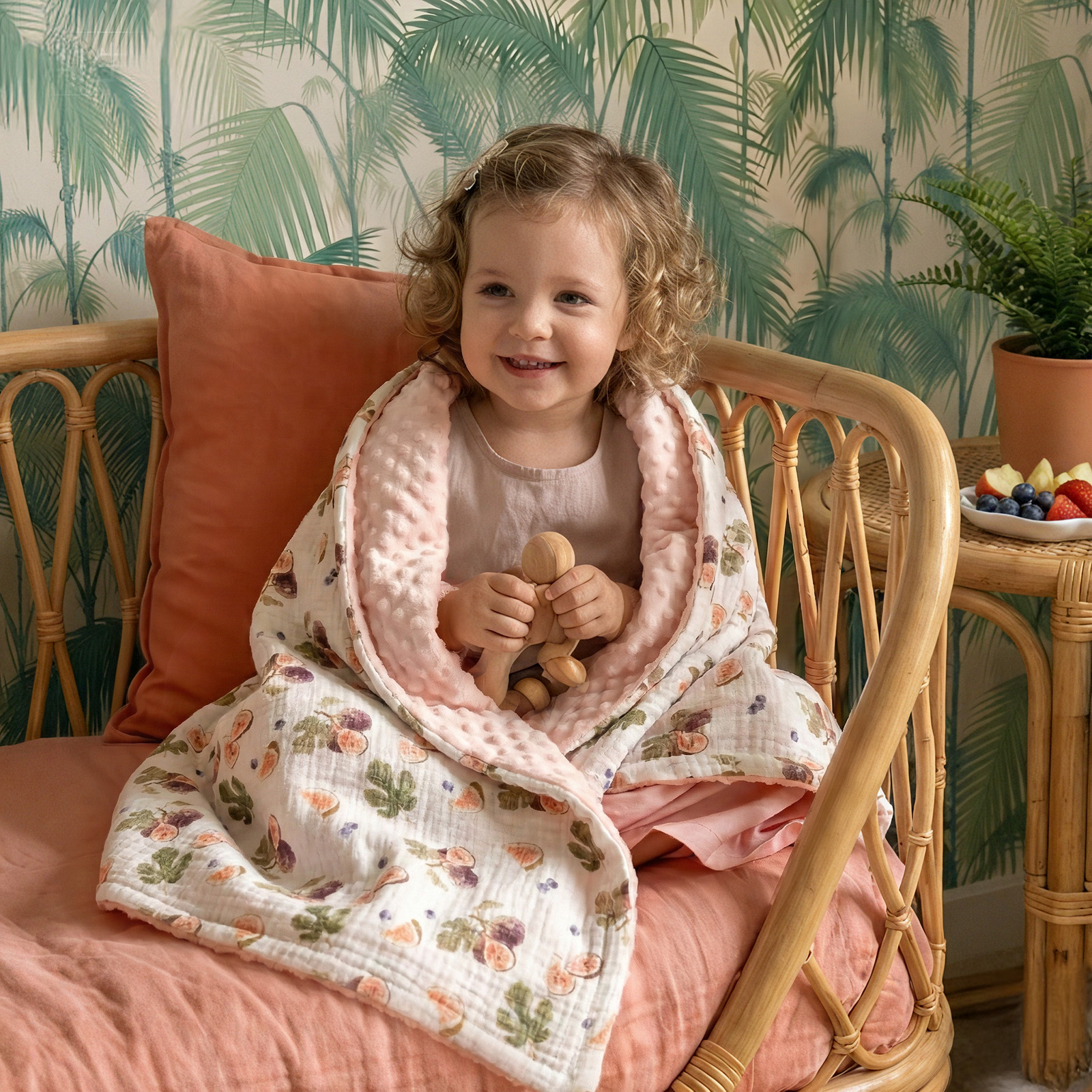 Heart of the Fig | Muslin and Fleece Plush Dot Blanket | 30''*40''