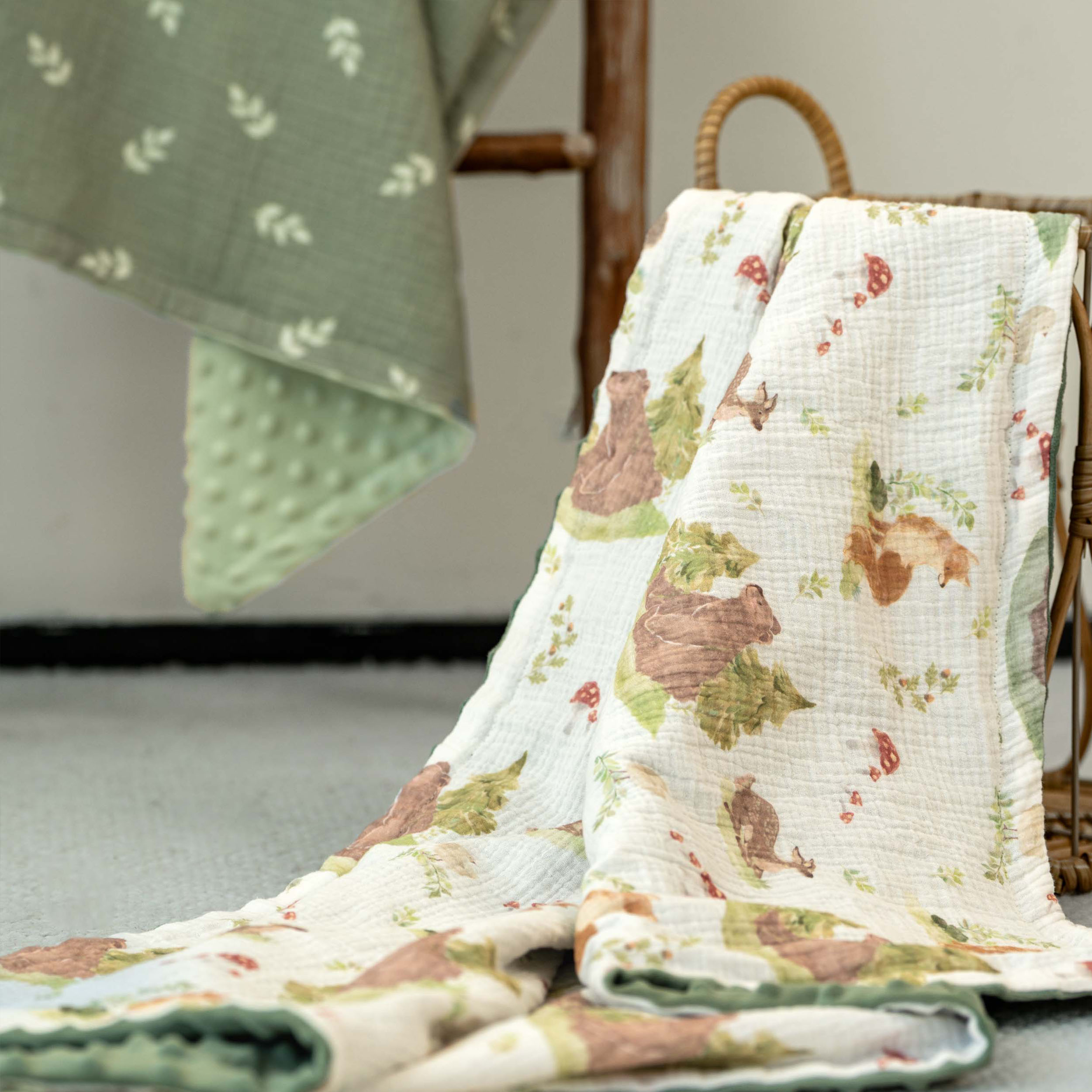 Forest Stories | Muslin and Fleece Plush Dot Blanket | 30''*40''