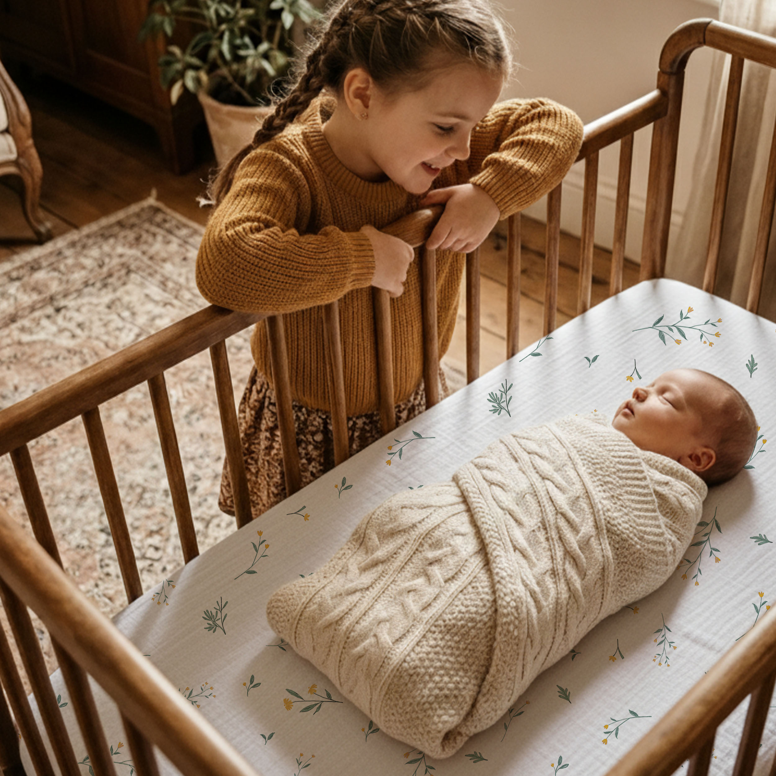 Leafy Green  | Muslin Bassinet Sheet 3-Pack | 33''*20''