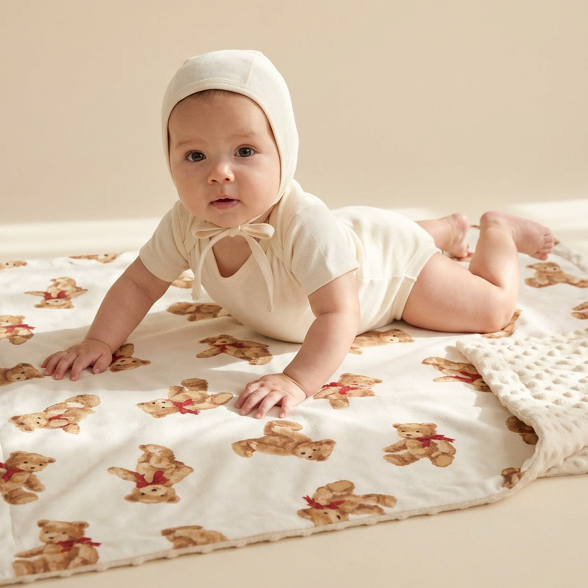 Creamy Brown Teddy | Fleece Plush Dot Blanket | 30''*40''