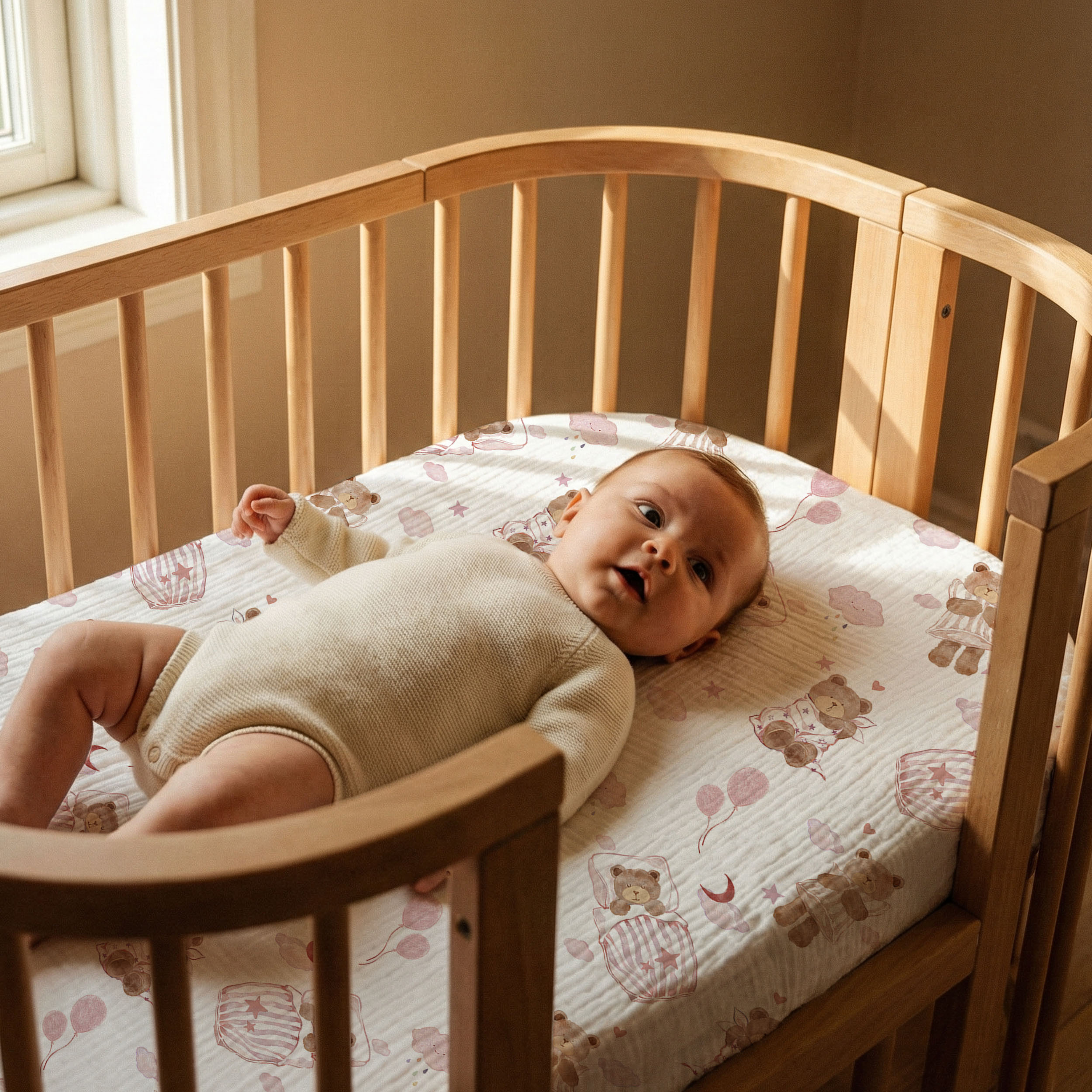 Bear's Dreamland  | Muslin Bassinet Sheet 3-Pack | 33''*20''