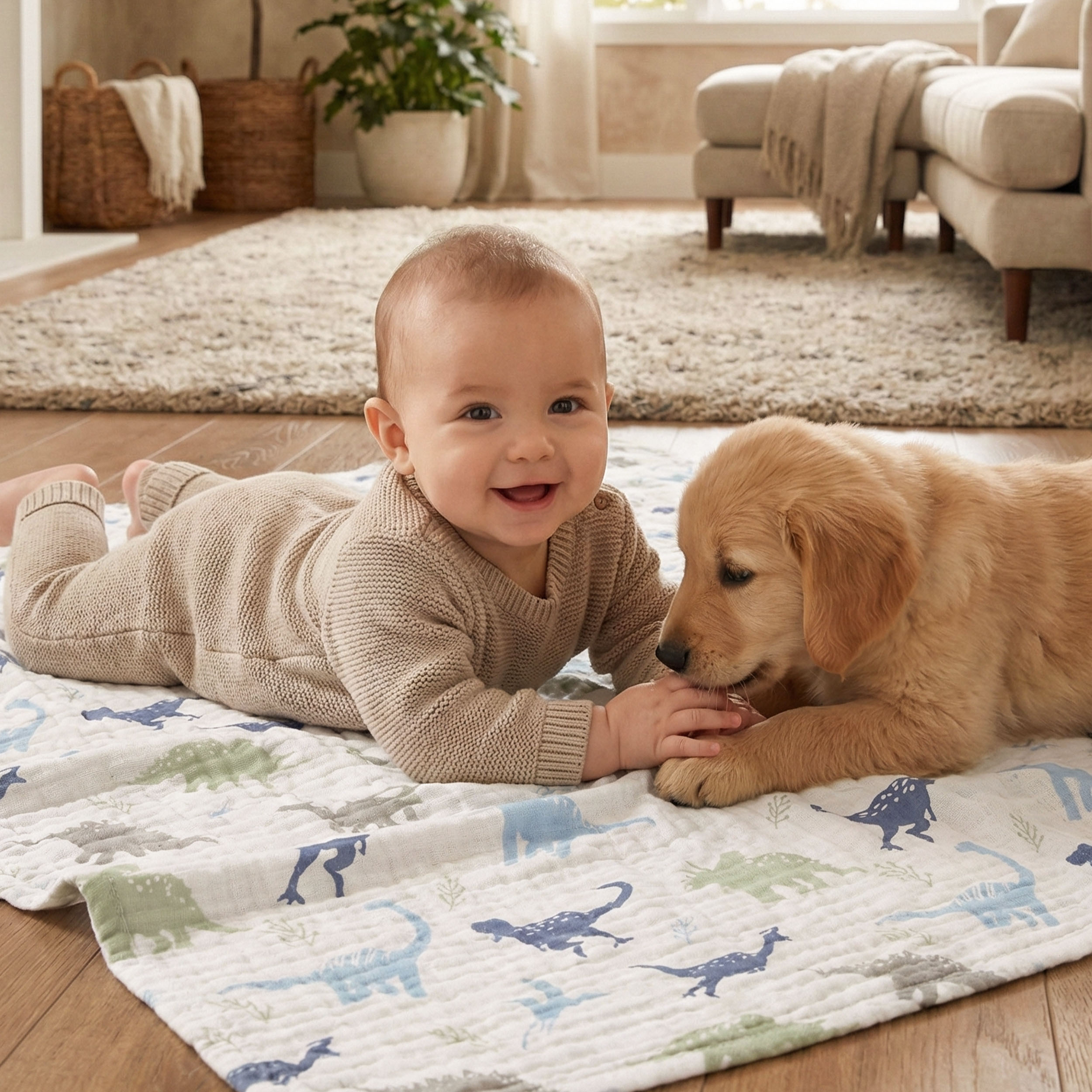 Muslin Swaddle Blankets 3-Pack | 38"x40" | My Dino Pals