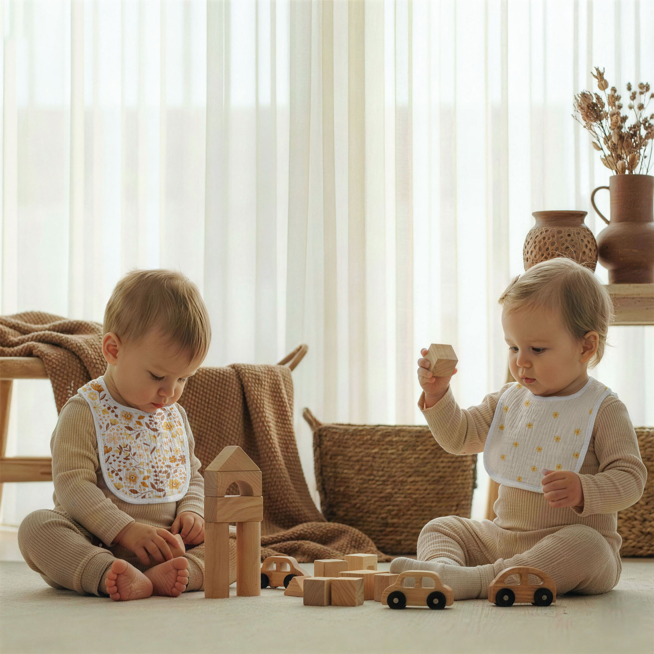 Sunny Bloom Garden | baby muslin bibs 6 pack | 0-36 months